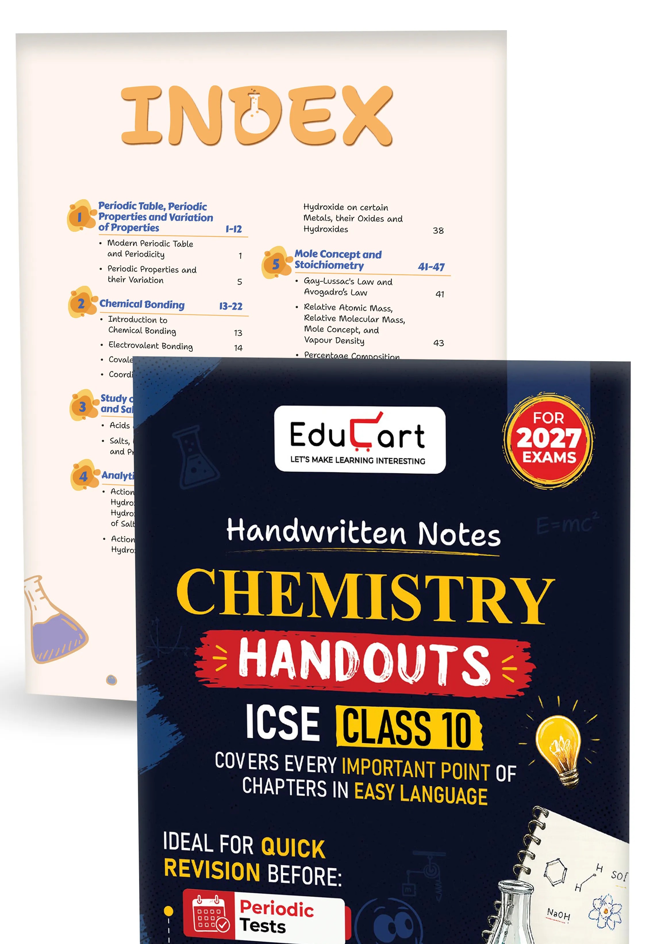 Educart Handouts ICSE Class 10 Handwritten Notes 2027 Physics, Chemistry, Biology (Combo of 3 Books) - Half-Yearly & Periodic Tests & Chapter-wise Study Material for 2026-27 Board Exam