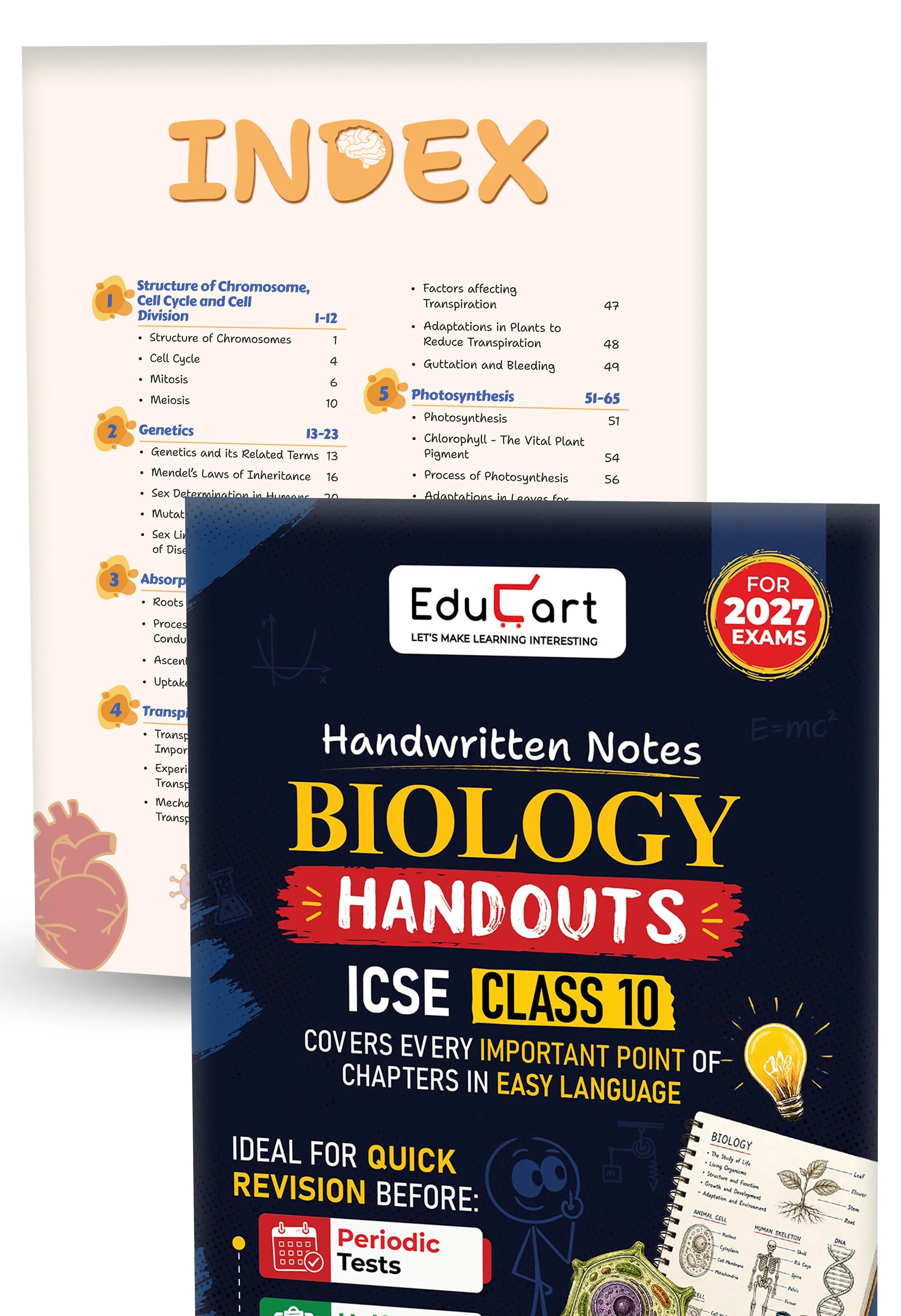 Educart Handouts ICSE Class 10 Handwritten Notes 2027 Physics, Chemistry, Biology (Combo of 3 Books) - Half-Yearly & Periodic Tests & Chapter-wise Study Material for 2026-27 Board Exam