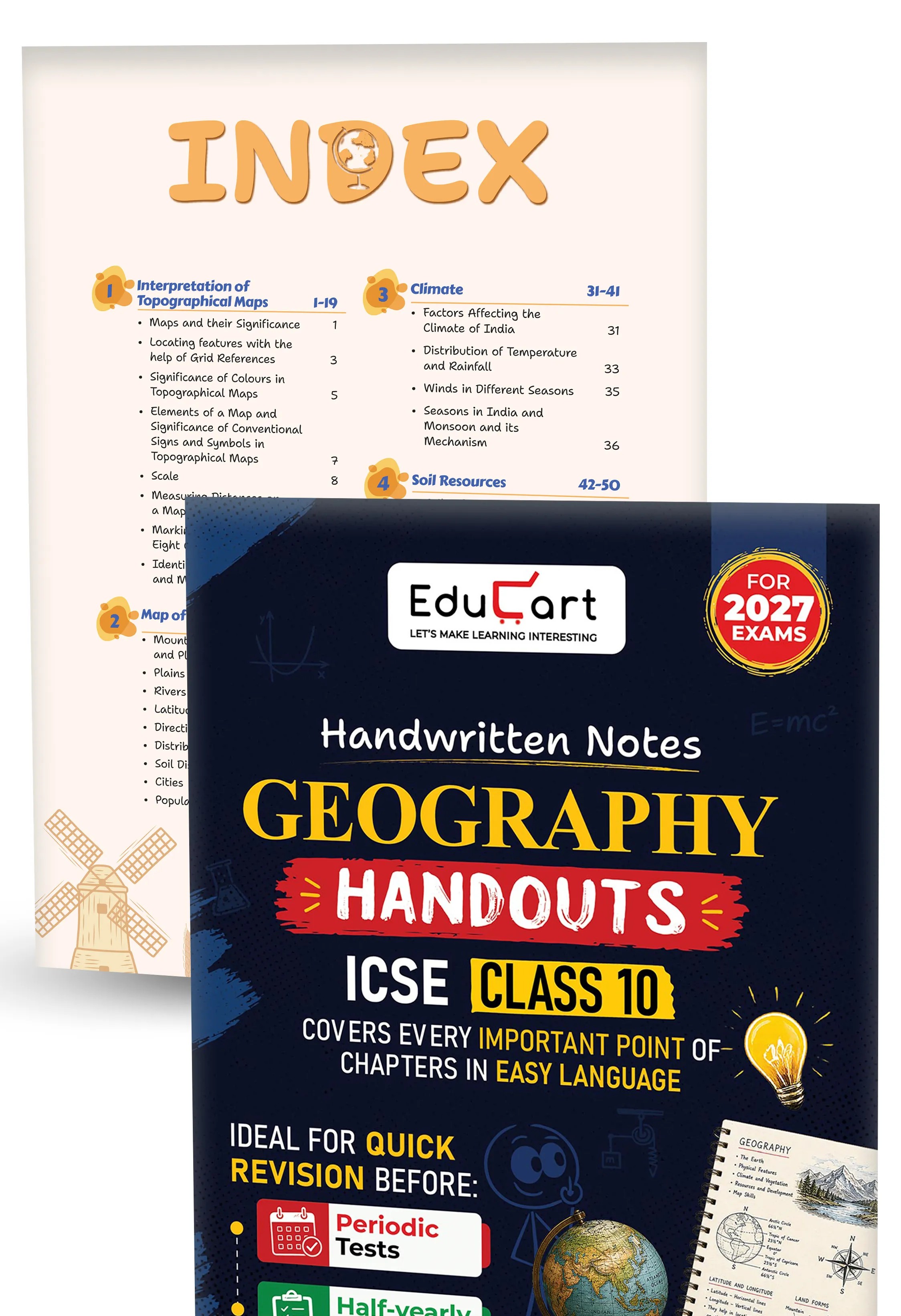 Educart Handouts ICSE Class 10 Handwritten Notes 2027 Mathematics, History & Civics, Geography (Combo of 3 Books) - Half-Yearly & Periodic Tests & Chapter-wise Study Material for 2026-27 Board Exam