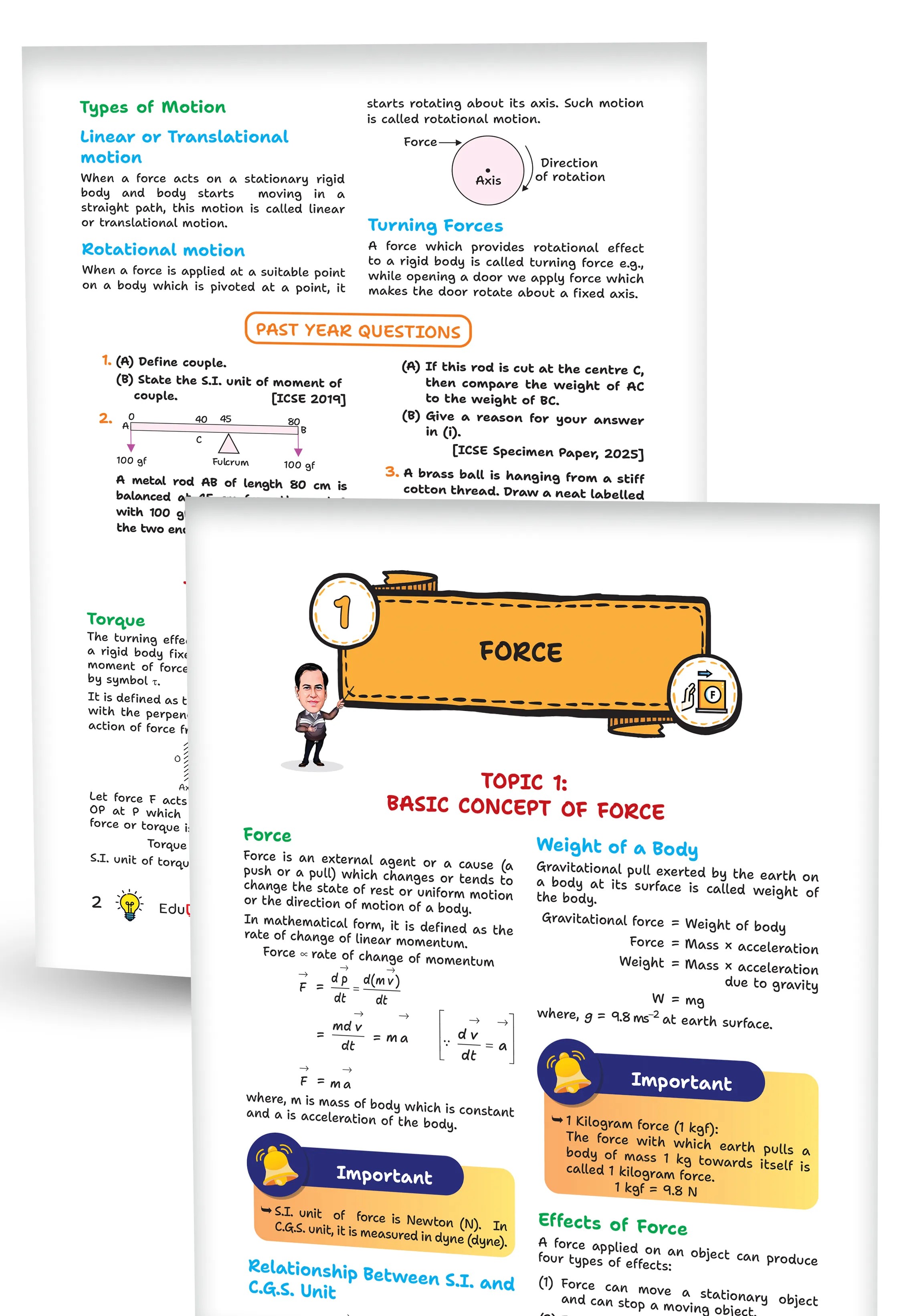 Educart Handouts ICSE Class 10 Physics Handwritten Notes 2027 (Half-Yearly & Periodic Tests & Chapter-wise Study Material for 2026-27 Board Exam