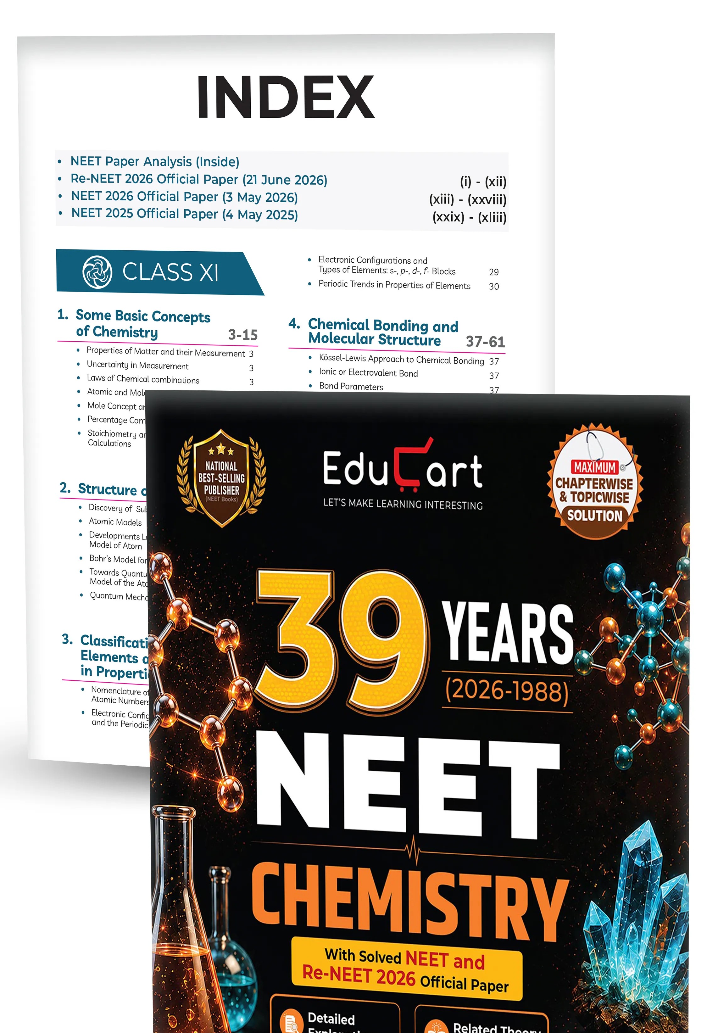 Educart NEET 39 Years Chapterwise Topicwise Solved Papers (1988-2026) – Physics, Chemistry & Biology (Set of 3 Books) | Detailed Explanations, NCERT Mnemonics & Solved 2026 NEET + Re-NEET Official Paper For 2027 Exam