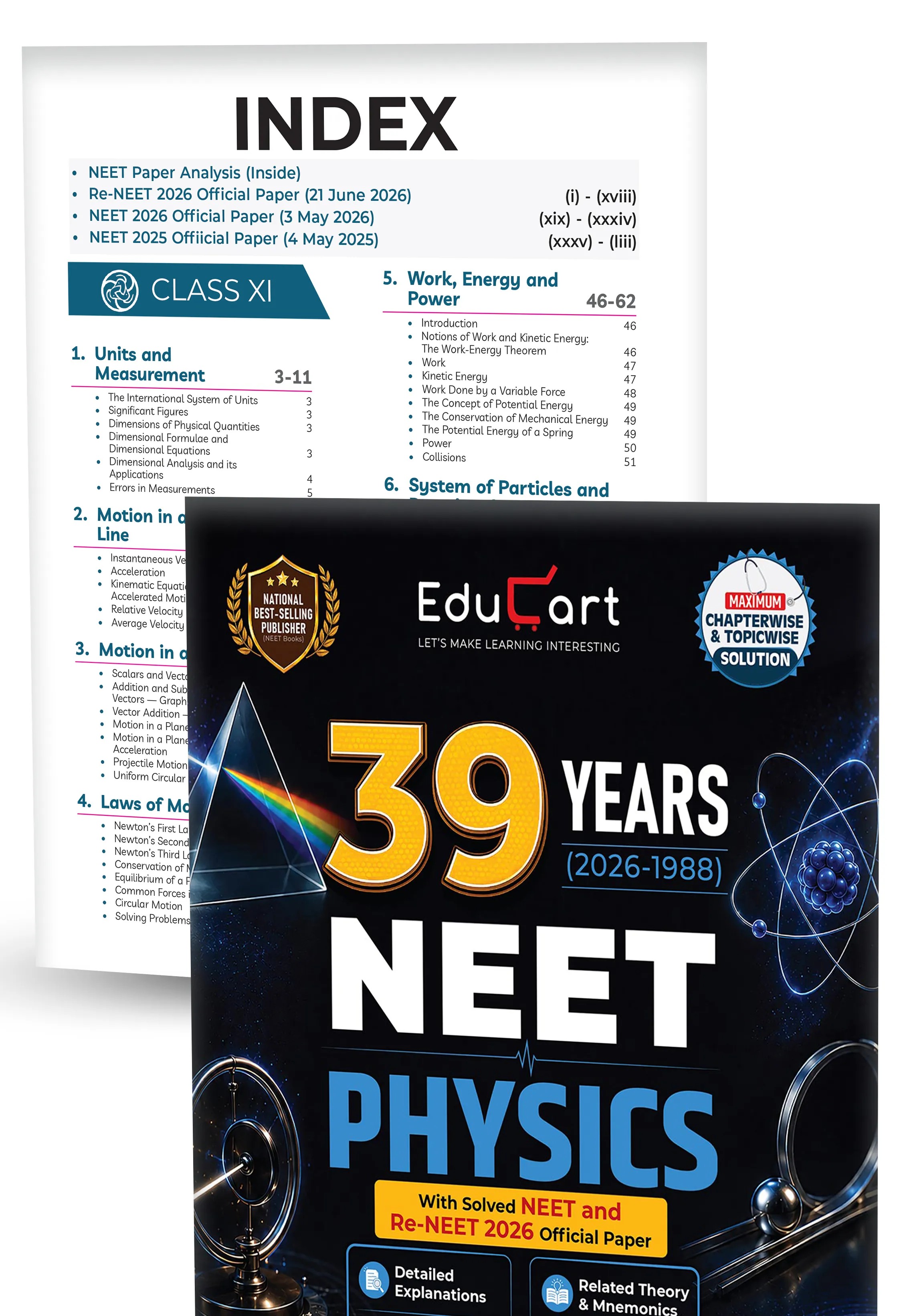 Educart NEET 39 Years Chapterwise Topicwise Solved Papers (1988-2026) – Physics, Chemistry & Biology (Set of 3 Books) | Detailed Explanations, NCERT Mnemonics & Solved 2026 NEET + Re-NEET Official Paper For 2027 Exam