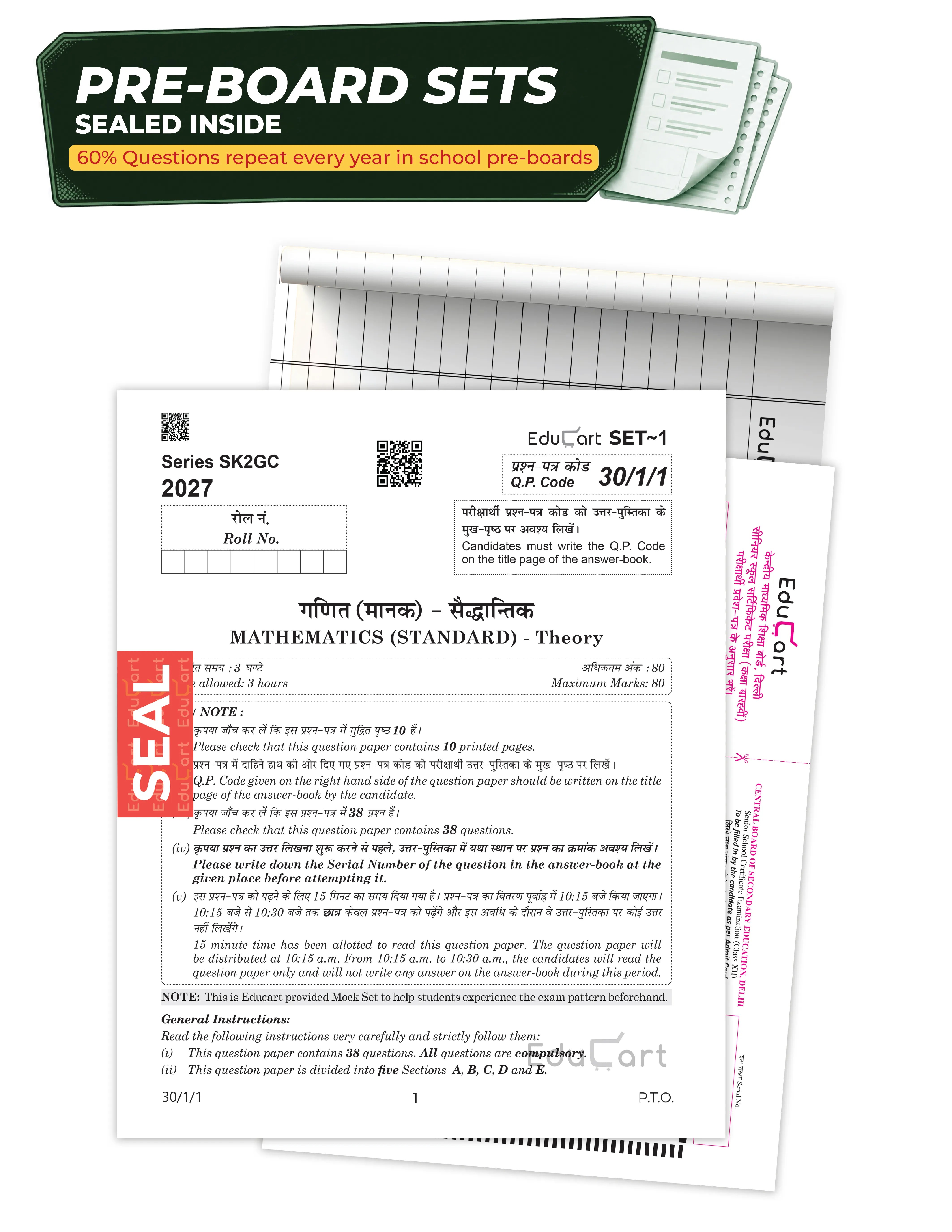 Educart CBSE Sample Paper Class 10 2026-27 Mathematics Standard with Topper-Style Solutions & Cheat Sheet Wall Chart | Based on Latest SQP Released 21 Sept | For 2027 Board Exam