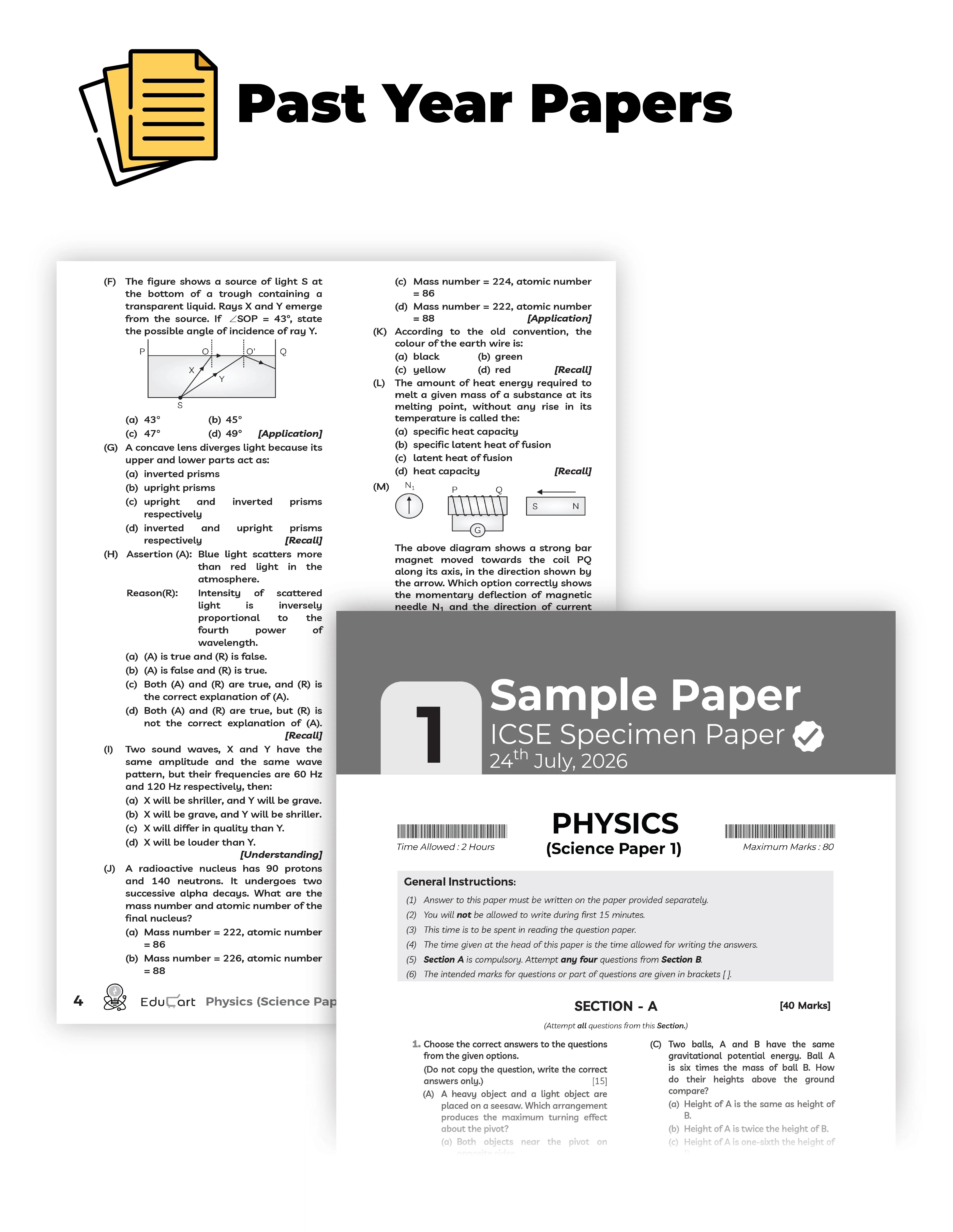 Educart ICSE Sample Paper Class 10 2027 (Volume 1) – Physics Chemistry Biology and Mathematics for 2026-27 Exam (Introducing Competency-Based High Ability Questions in Each Paper)