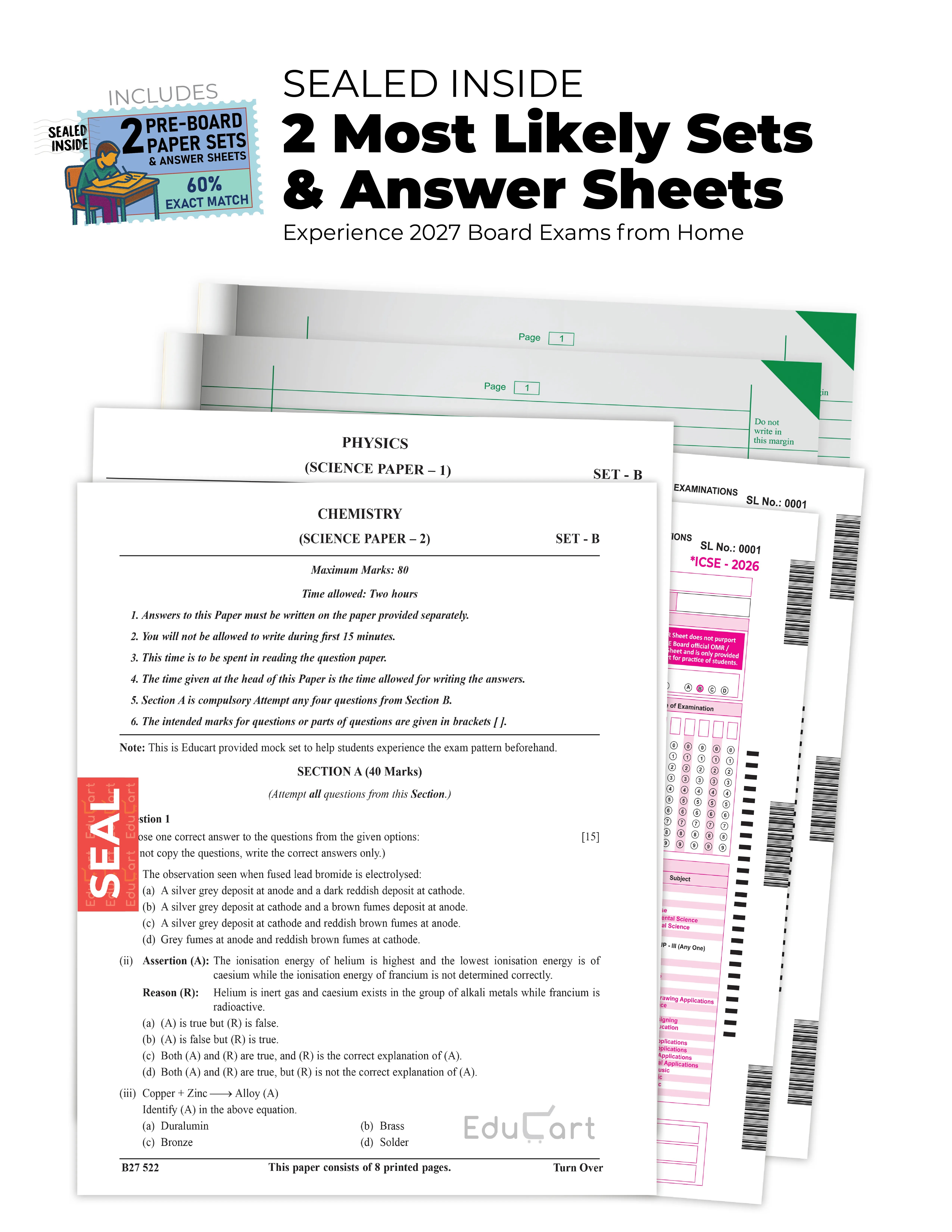 Educart ICSE Class 10 Sample Papers 2027 (Set of 8 Subjects Books) – Physics, Chemistry, Biology, Mathematics, History & Civics, Geography, English Language and Literature in English Books for 2026-27 Exam 