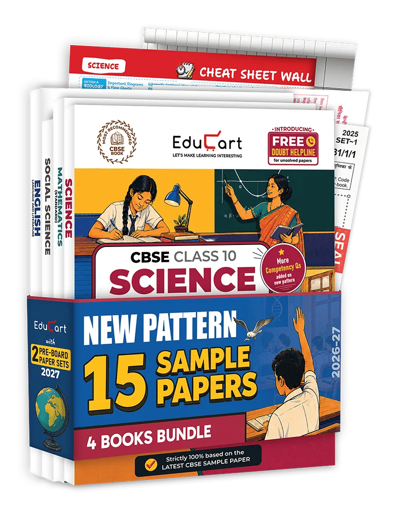 Educart CBSE Sample Paper Class 10 2026-27 | Science, Mathematics, Social Science & English | 4 Books (with Topper-Style Solutions & Cheat Sheet Wall Chart for 2027 exam)