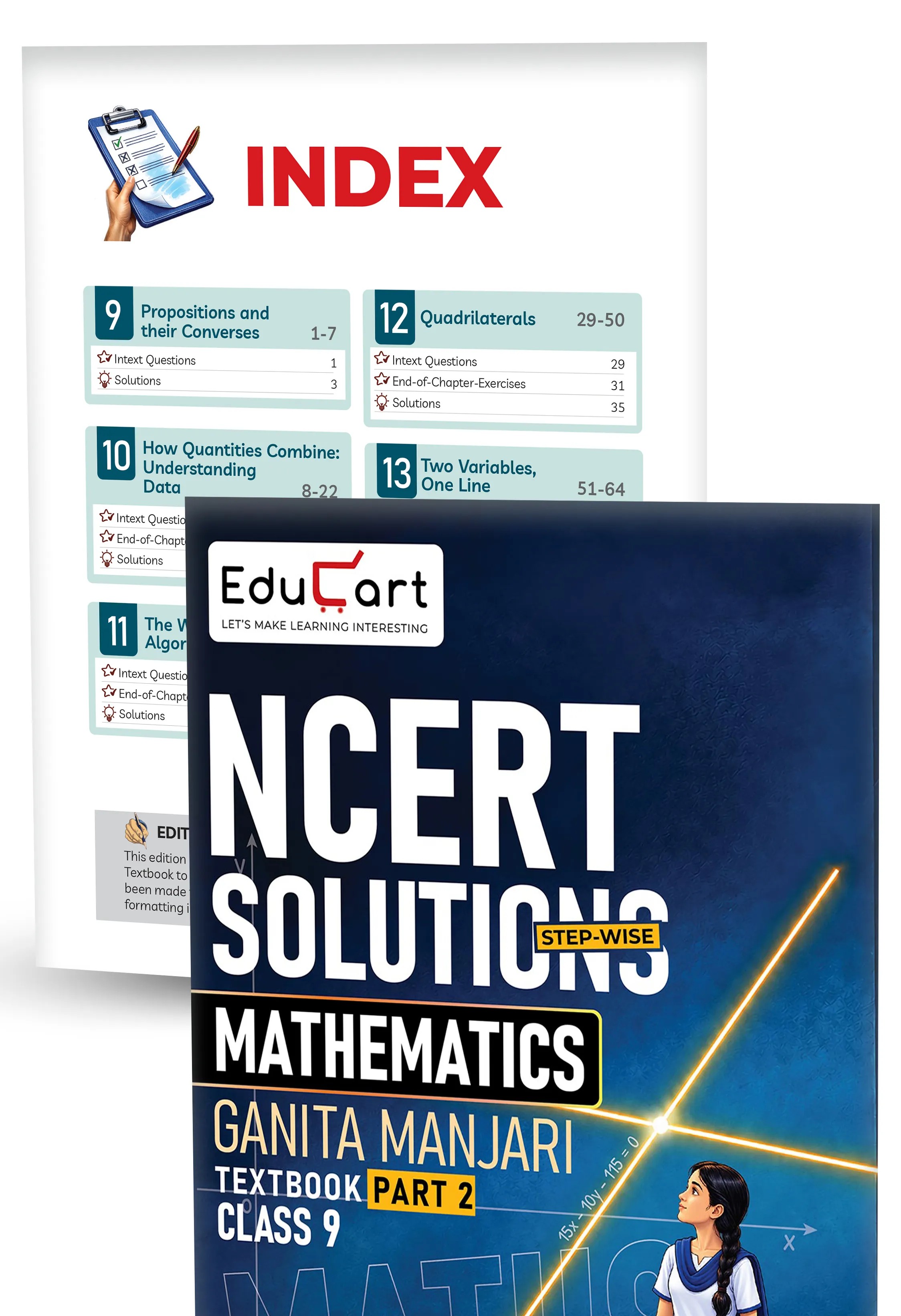Educart Class 9 NCERT Solutions 2027 Mathematics (Part 1 & 2) | Strictly on New NCERT Ganita Manjari Textbook
