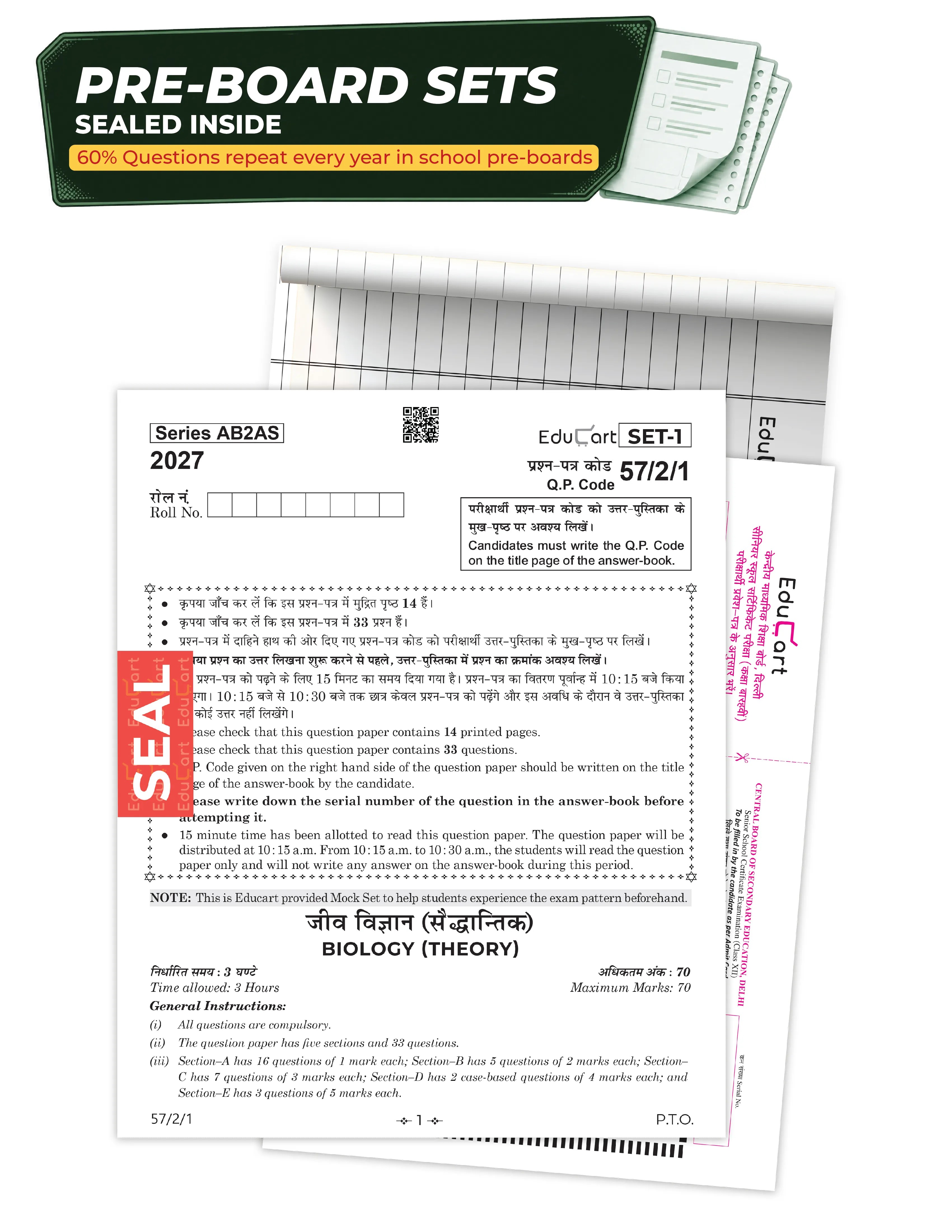 Educart CBSE Sample Paper Class 12 2026-27 Biology with Topper-Style Solutions | For 2027 Board Exam
