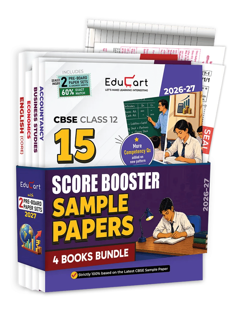 Educart CBSE Sample Paper Class 12 2026-27 Accountancy, Business Studies, Economics & English Core (Bundle of 4 Books) with Topper-Style Solutions | For 2027 Board Exam