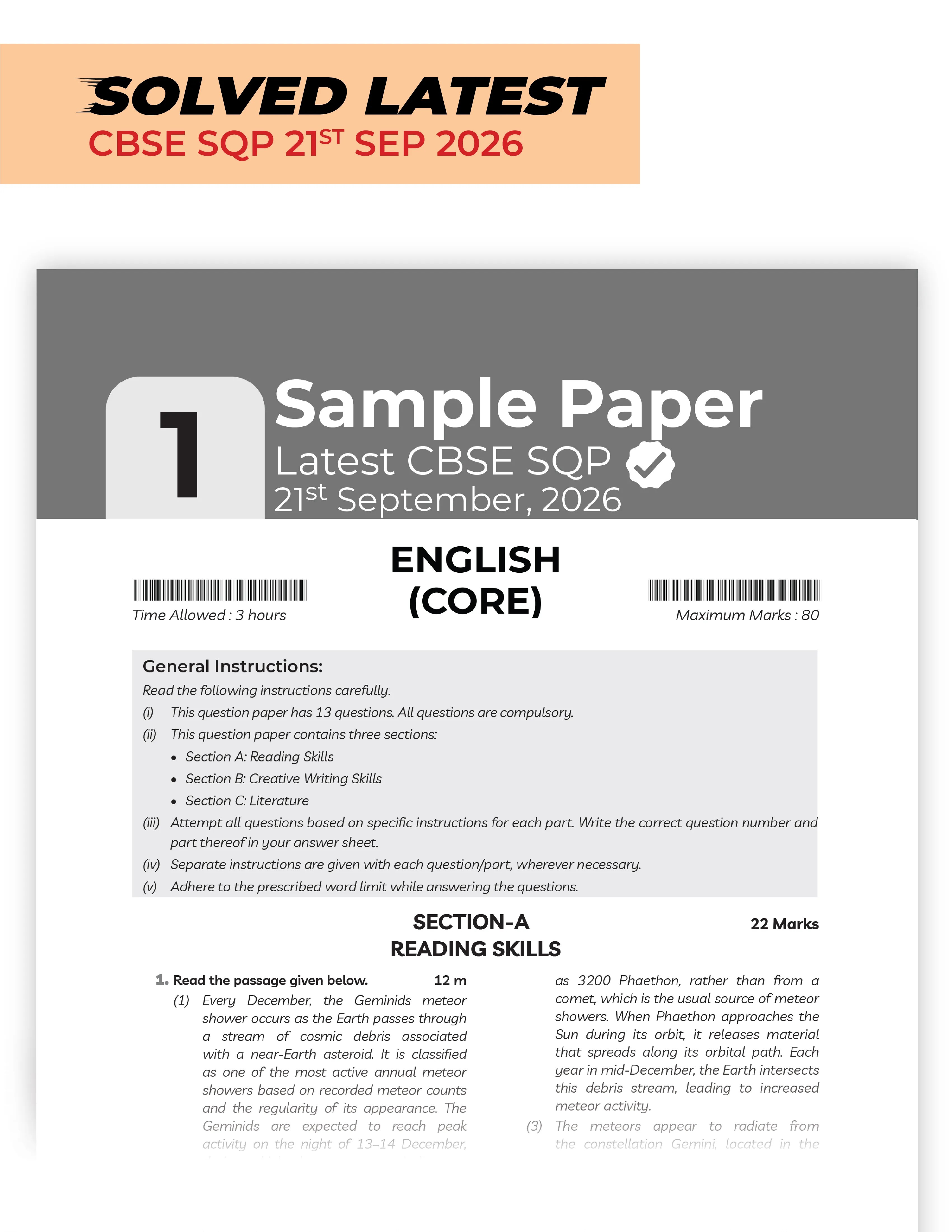 Educart CBSE Sample Paper Class 12 2026-27 English Core with Topper-Style Solutions | For 2027 Board Exam