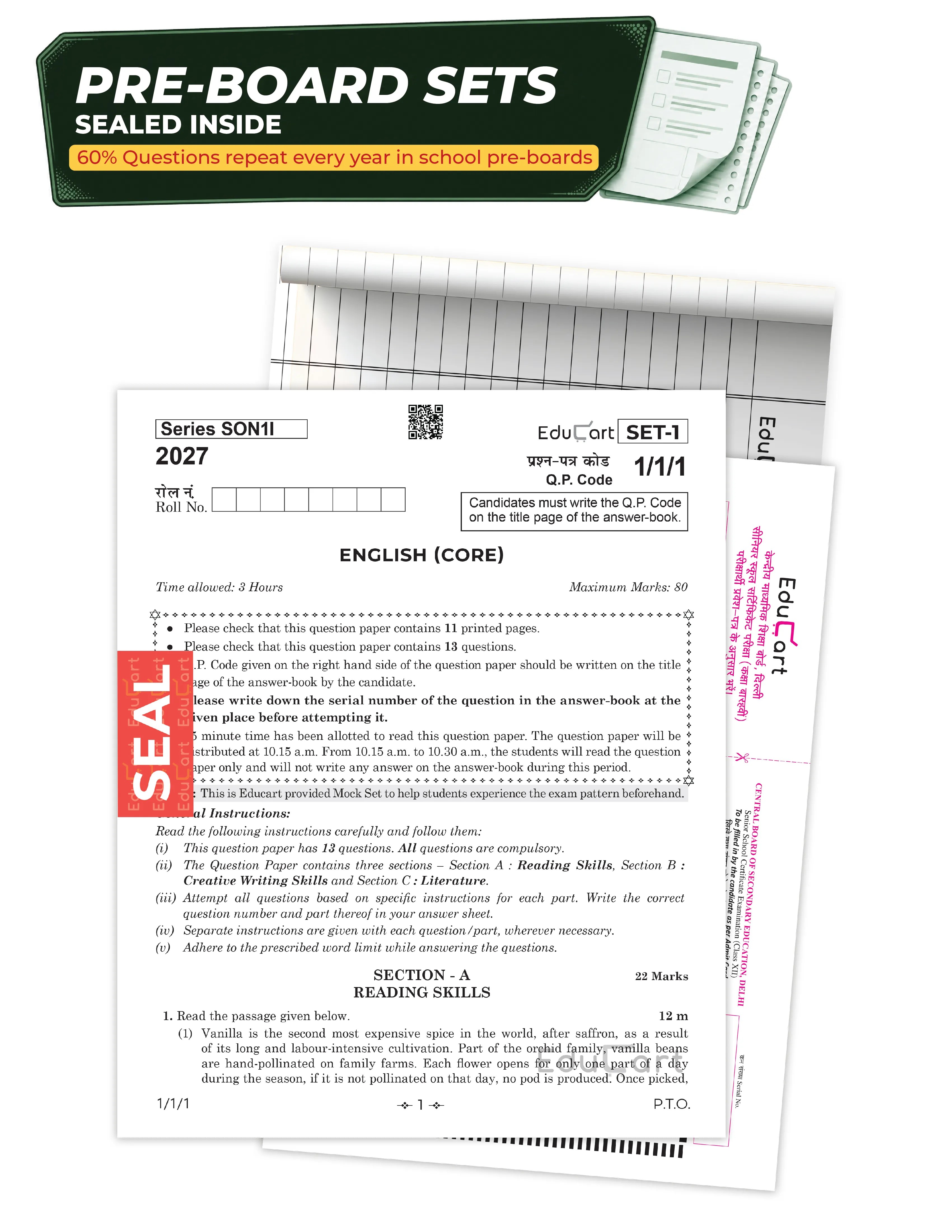 Educart CBSE Sample Paper Class 12 2026-27 English Core with Topper-Style Solutions | For 2027 Board Exam