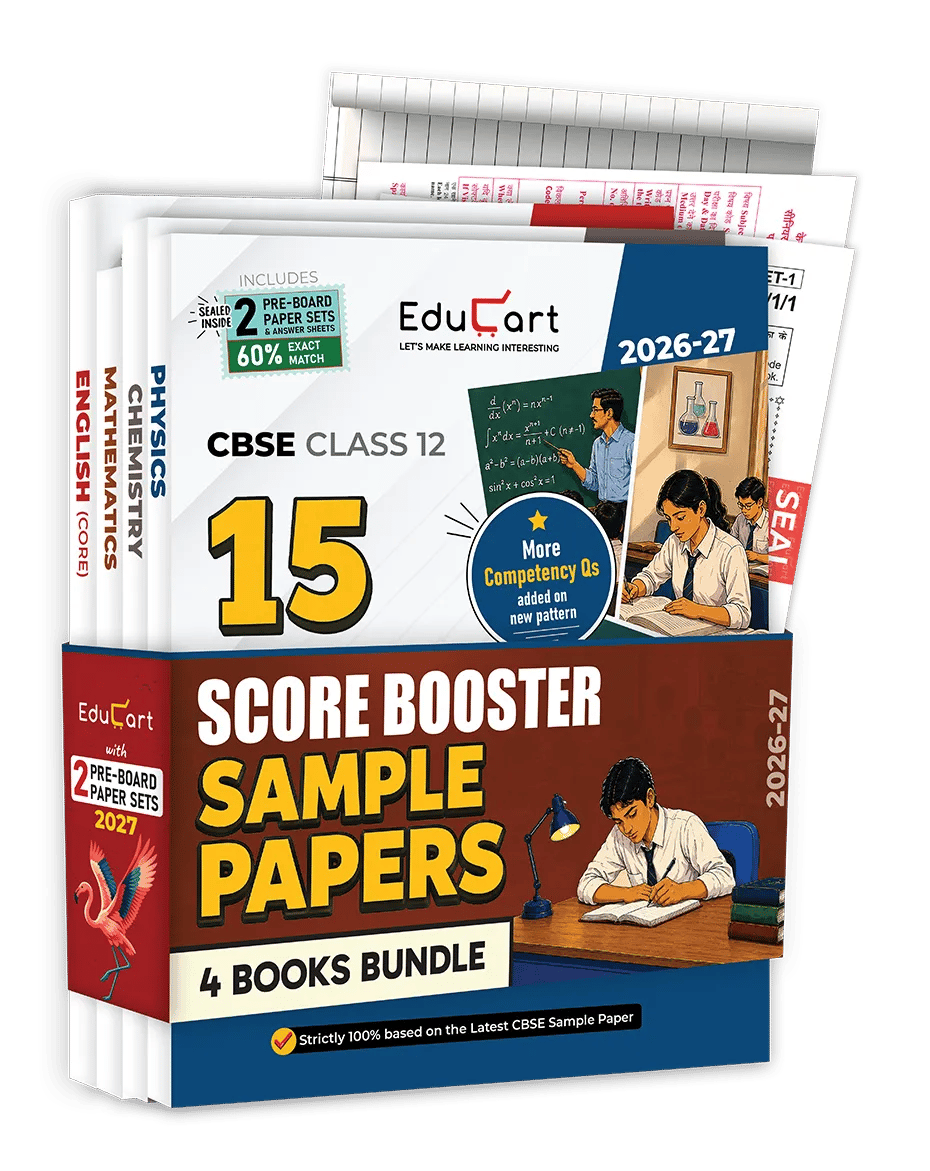 Educart CBSE Sample Paper Class 12 2026-27 Physics, Chemistry, Mathematics & English Core (Bundle of 4 Books) with Topper-Style Solutions | For 2027 Board Exam