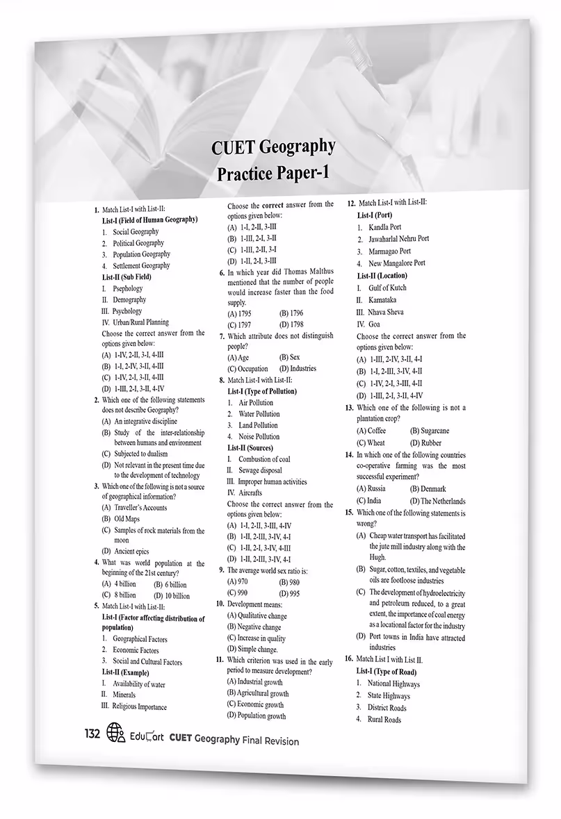 Educart Geography Section-2 NTA CUET UG Entrance Exam Book 2024 Final Revision