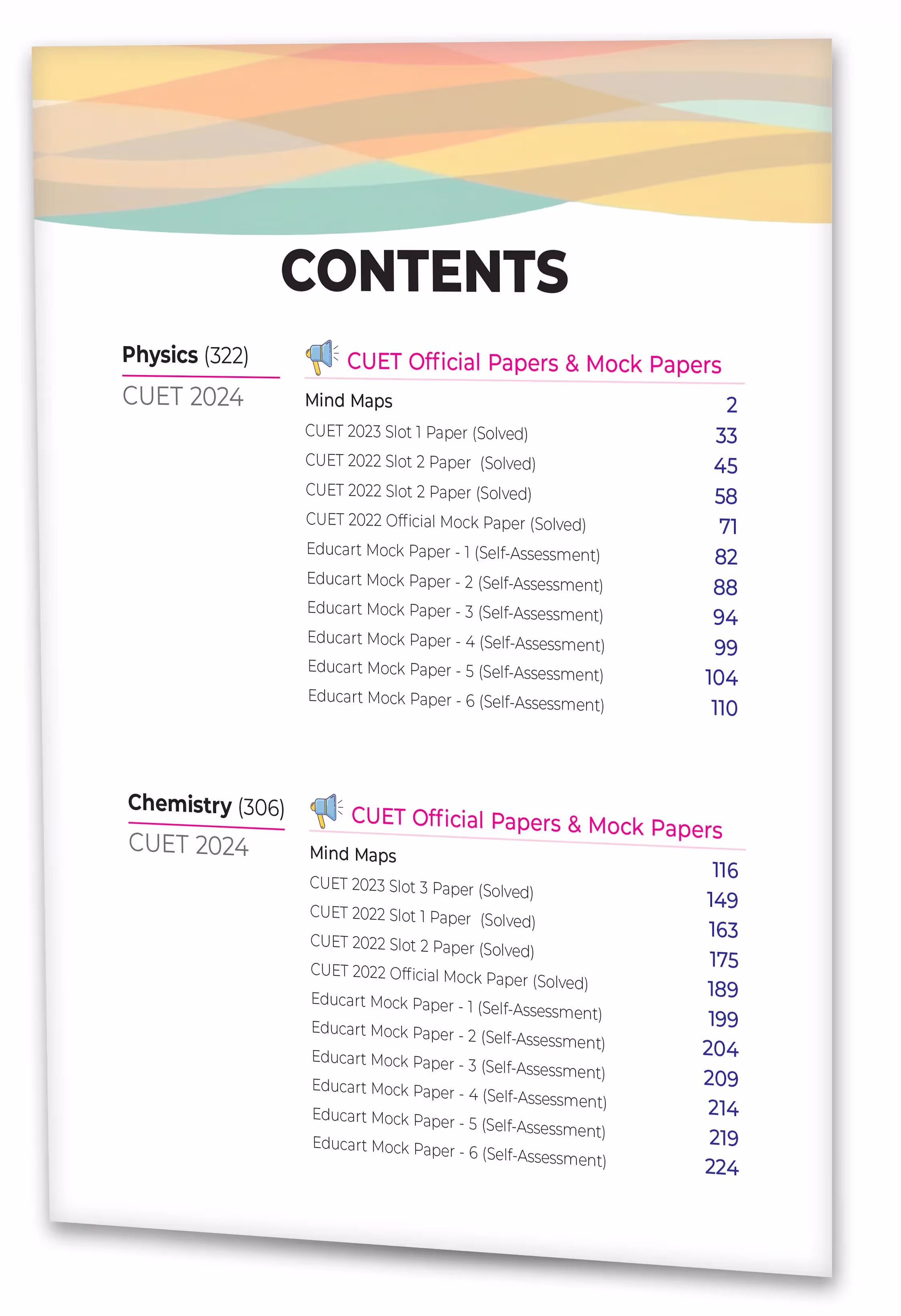 Educart 30 CUET UG 2024 Science Mock Papers of Physics + Chemistry + Mathematics (Section II, new NTA syllabus)