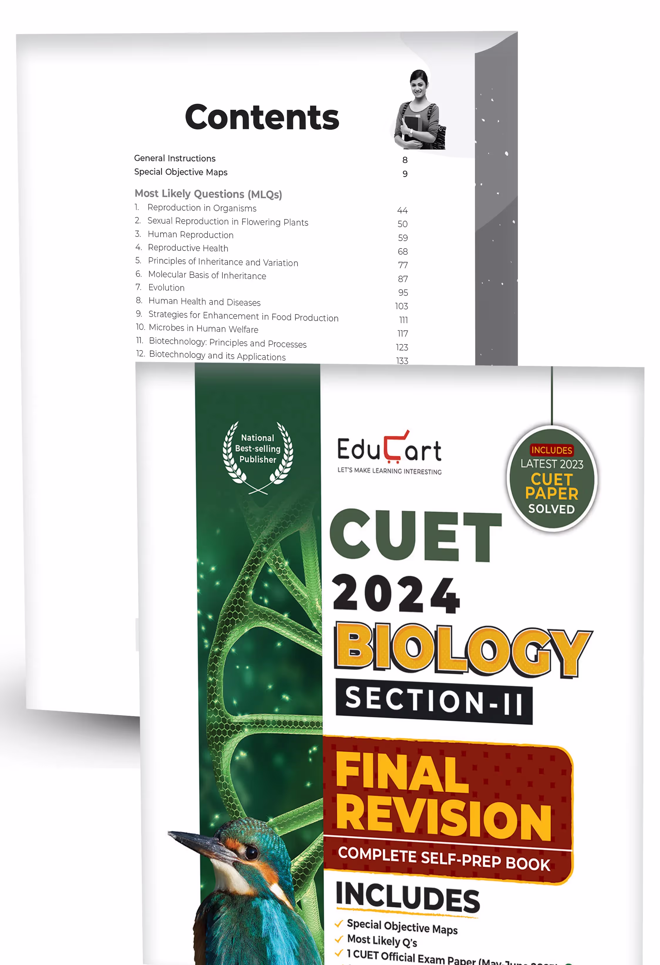 Educart NTA CUET UG Entrance Exam Book 2024 Final Revision Physics, Chemistry, Biology (100% based on 2023 official CUET Online Paper)