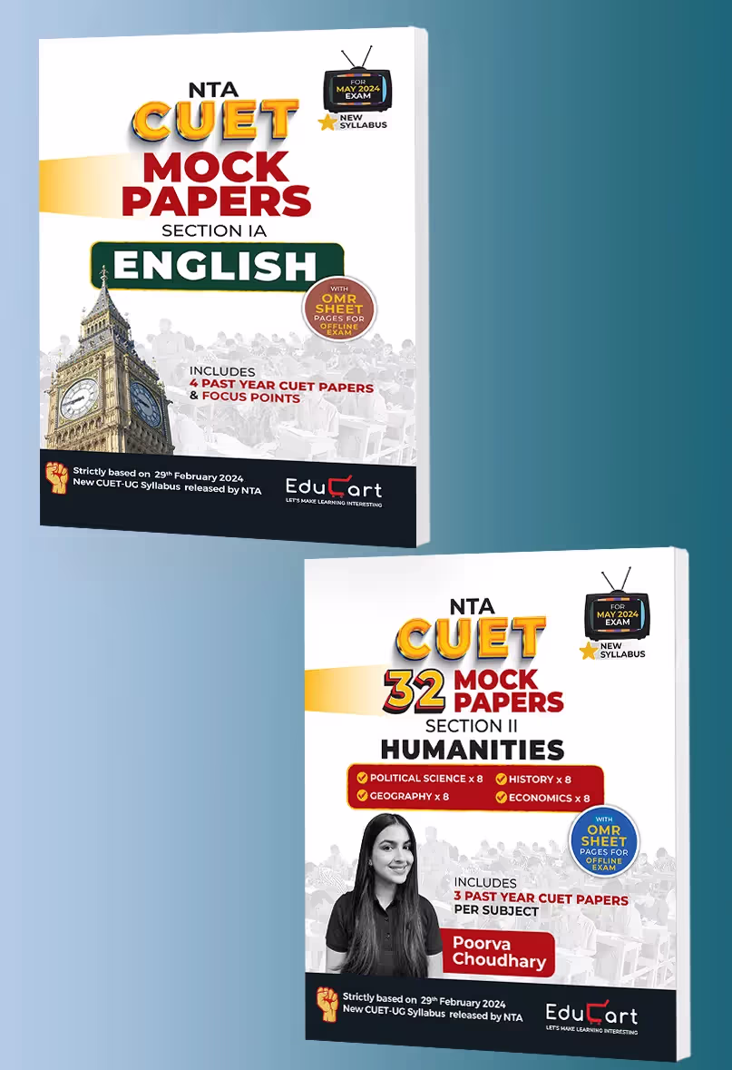 Educart CUET UG 2024 Humanities and English Mock Papers (Section IA, new NTA syllabus) Bundle of 2 Books
