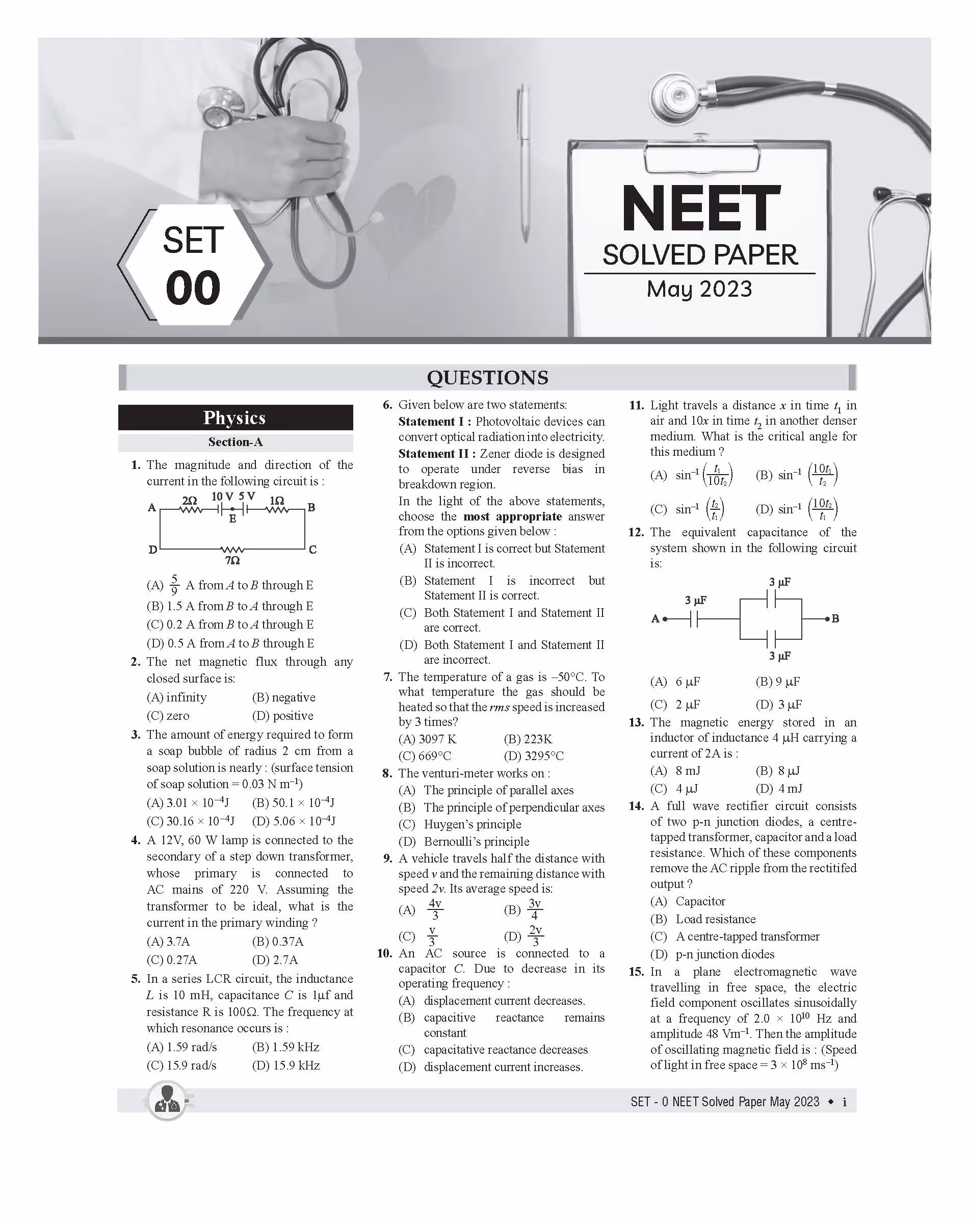 Educart NEET 22 Years Solved Papers 2003-2024 (Physics, Chemistry and Biology) for 2025 Exam (with NCERT Related theory & Mnemonics introduced)