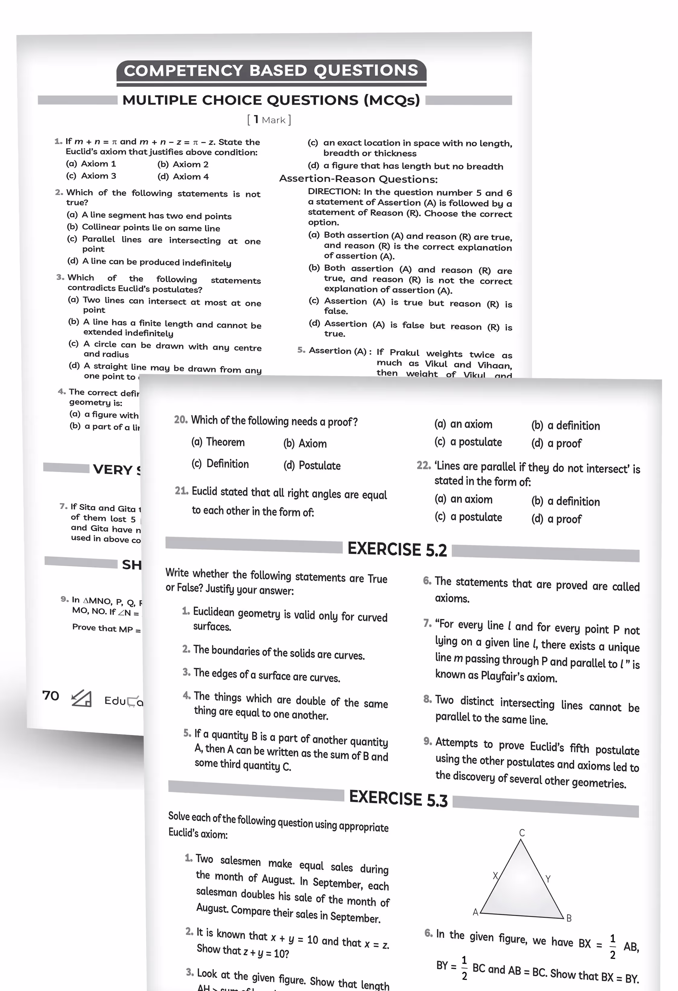 Educart NCERT Exemplar Class 9 Mathematics 2025 Problems Solutions (For 2025-26 Board Exam)