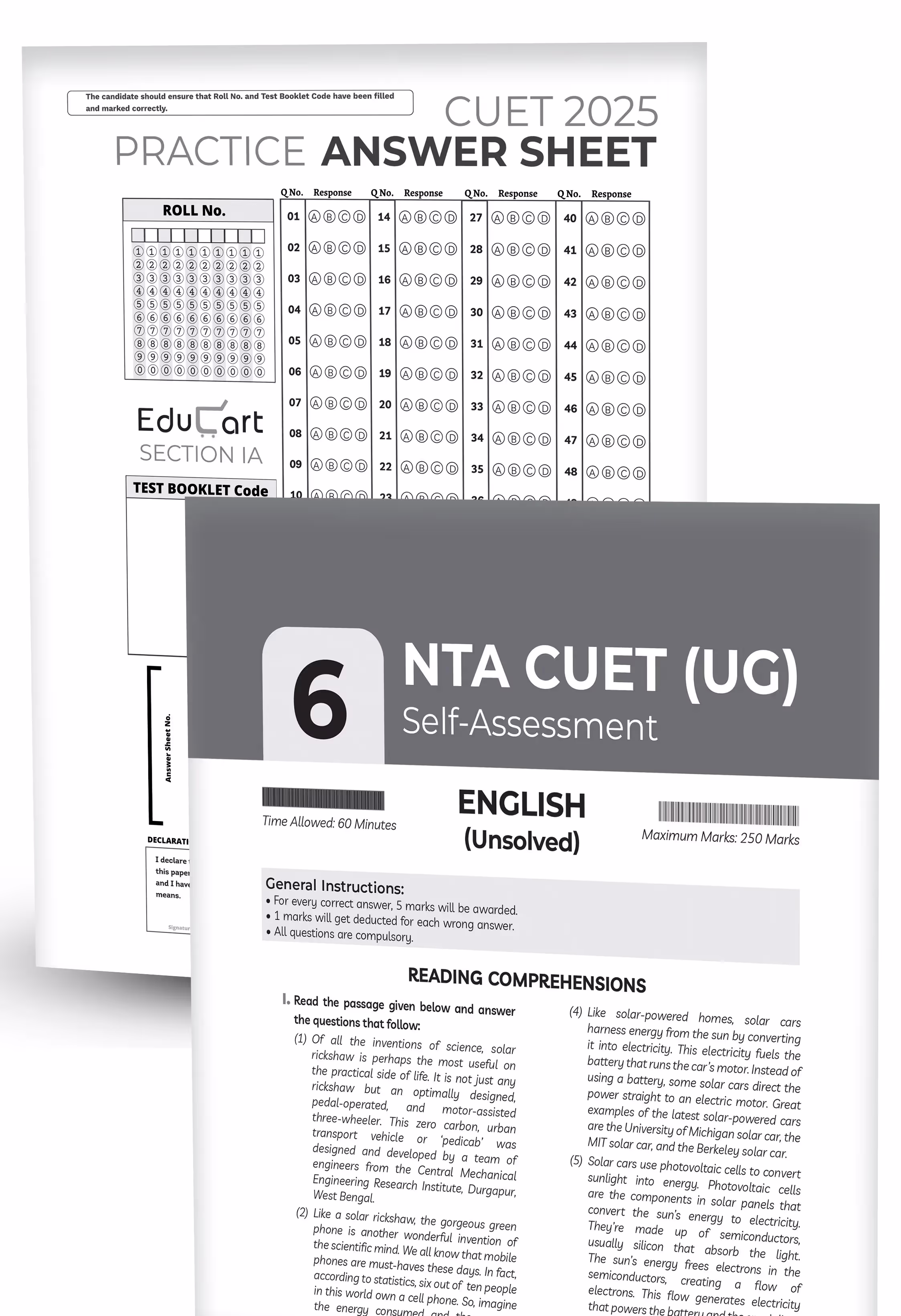 Educart 10 CUET UG 2025 English Past Years & Mock Papers 2025 (Section IA, new NTA syllabus)