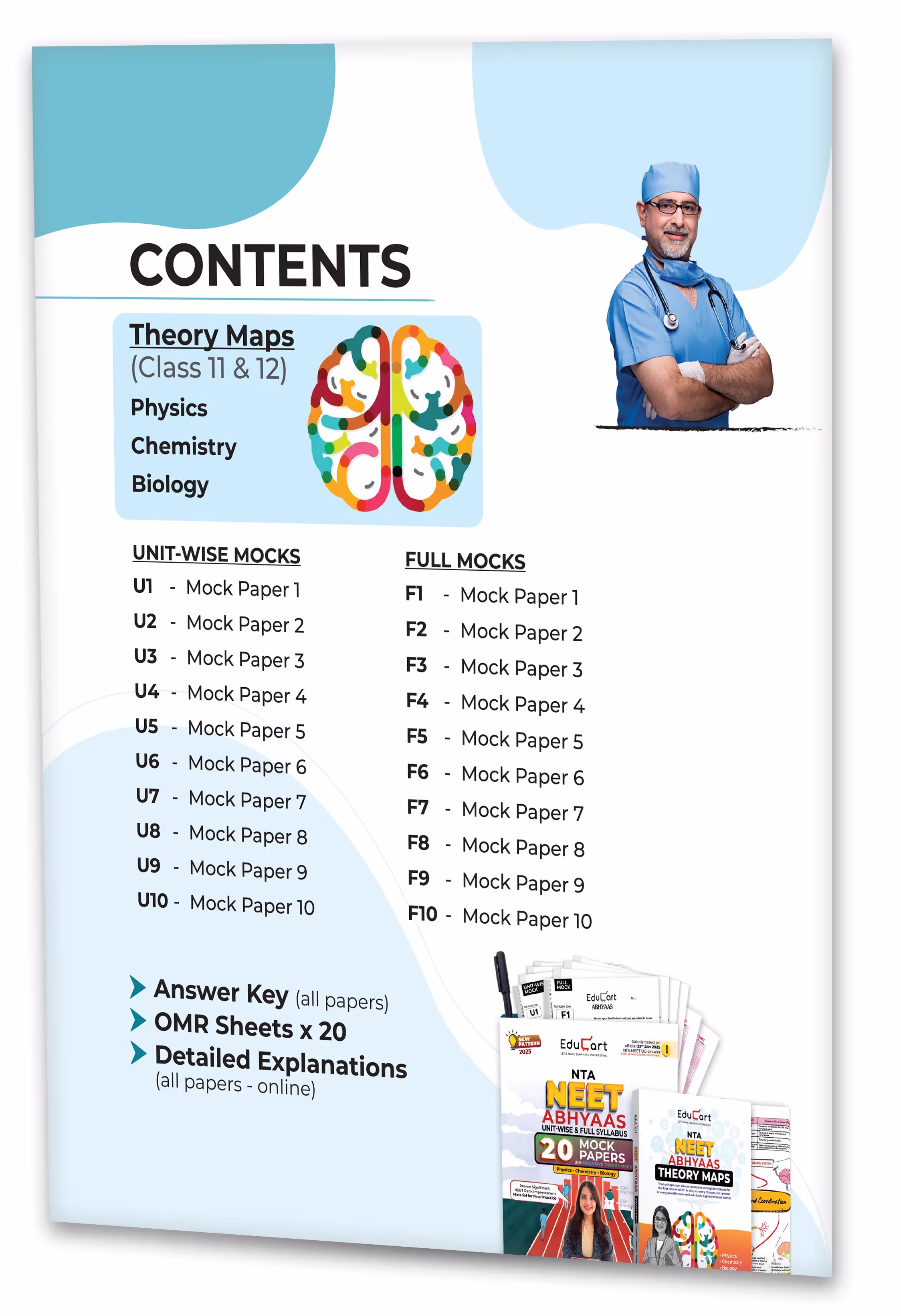 Educart Abhyaas New Pattern 20 NEET UG Mock Papers 2025 - Full Syllabus & Unitwise | With Theory Maps Book | As per 25th January 2025 NTA Circular