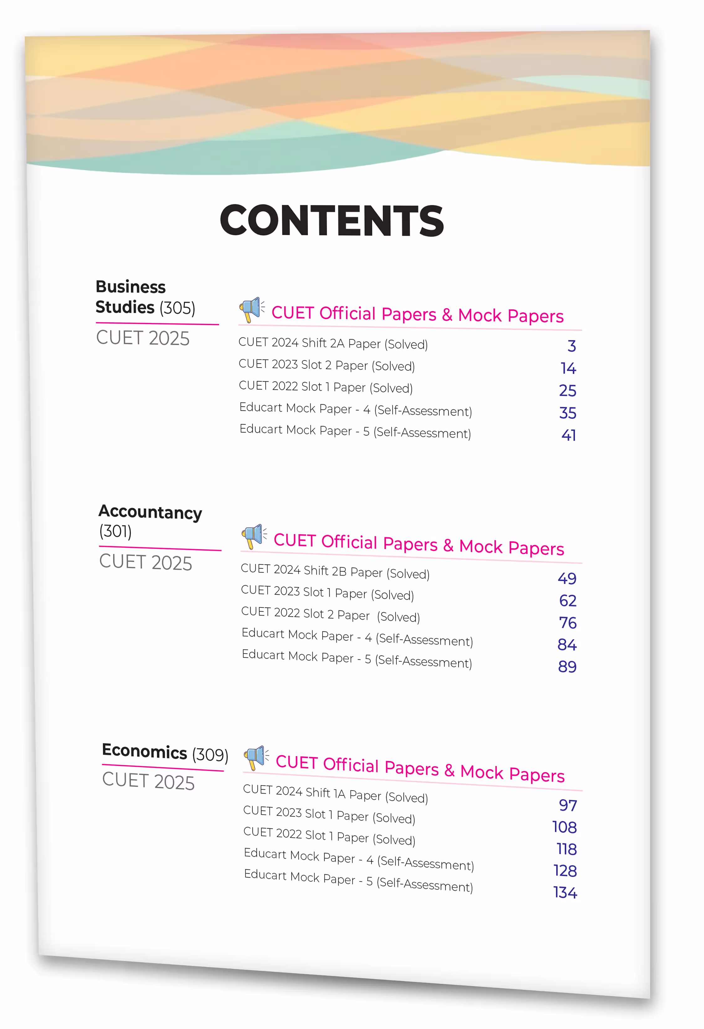 Educart 15 CUET UG Entrance Exam Books 2025 Commerce Stream Combined Past Years & Mock Papers - Business Studies, Economics & Accountancy