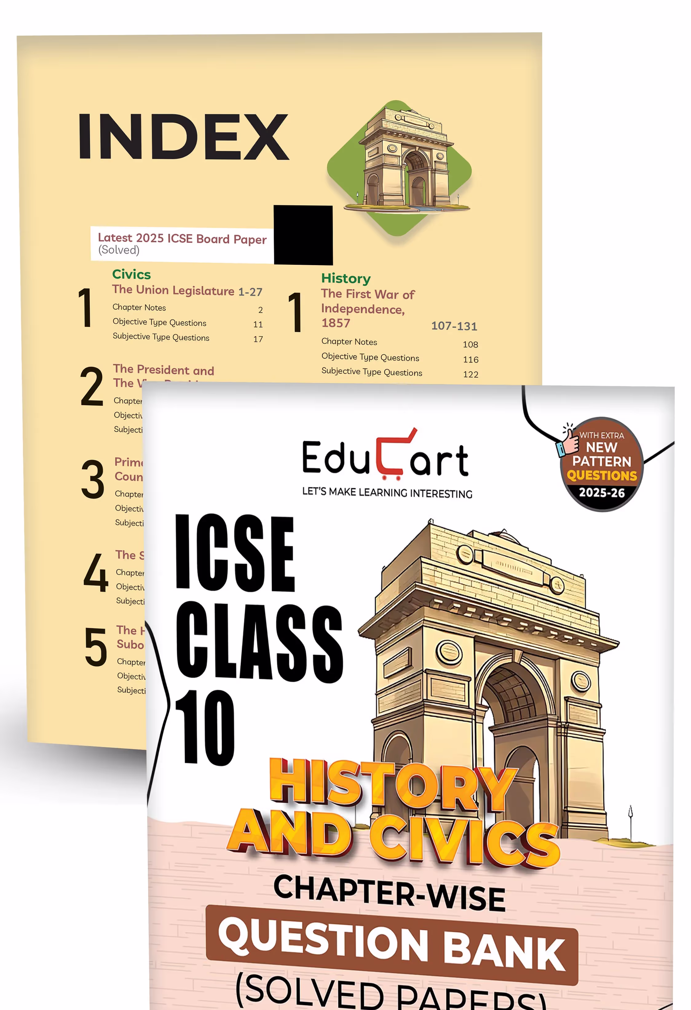 Educart ICSE Class 10 Question Bank 2025-26 Chapter-wise including Solved Papers History & Civics, Geography and English Language (Strictly Based on 2026 Syllabus)