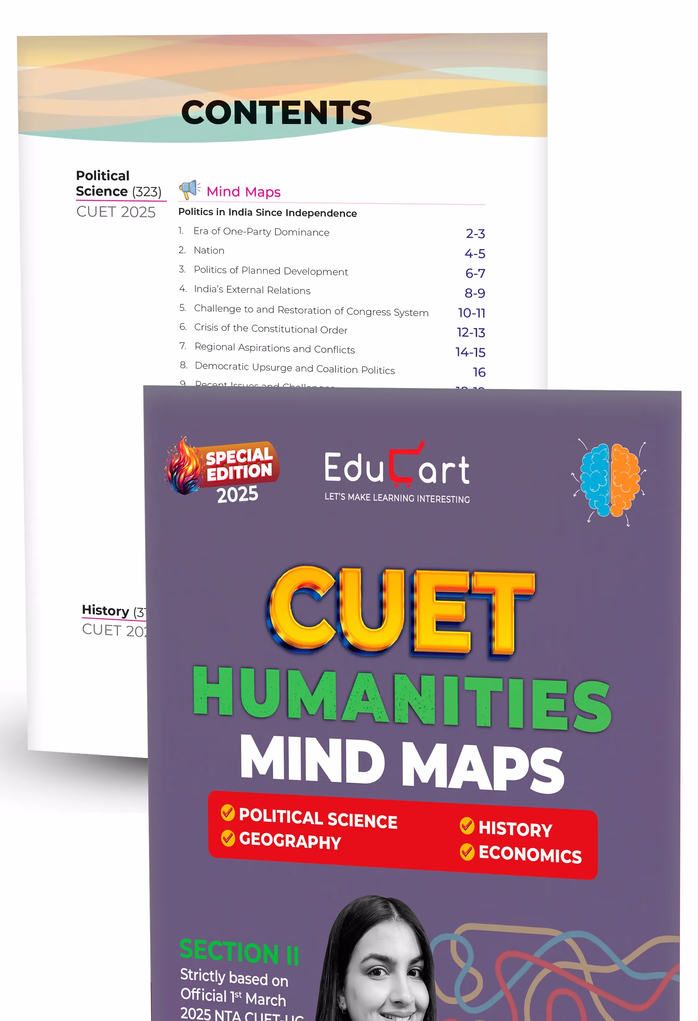 Educart NTA CUET UG Entrance Exam Book 2025 Humanities Past Years & Mock Papers + Mind Maps (Set of 2 Books)