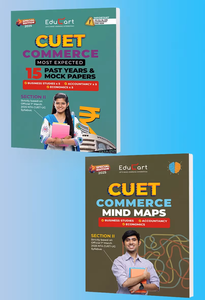 Educart NTA CUET UG Entrance Exam Book 2025 Commerce Past Years & Mock Papers + Mind Maps (Set of 2 Books)