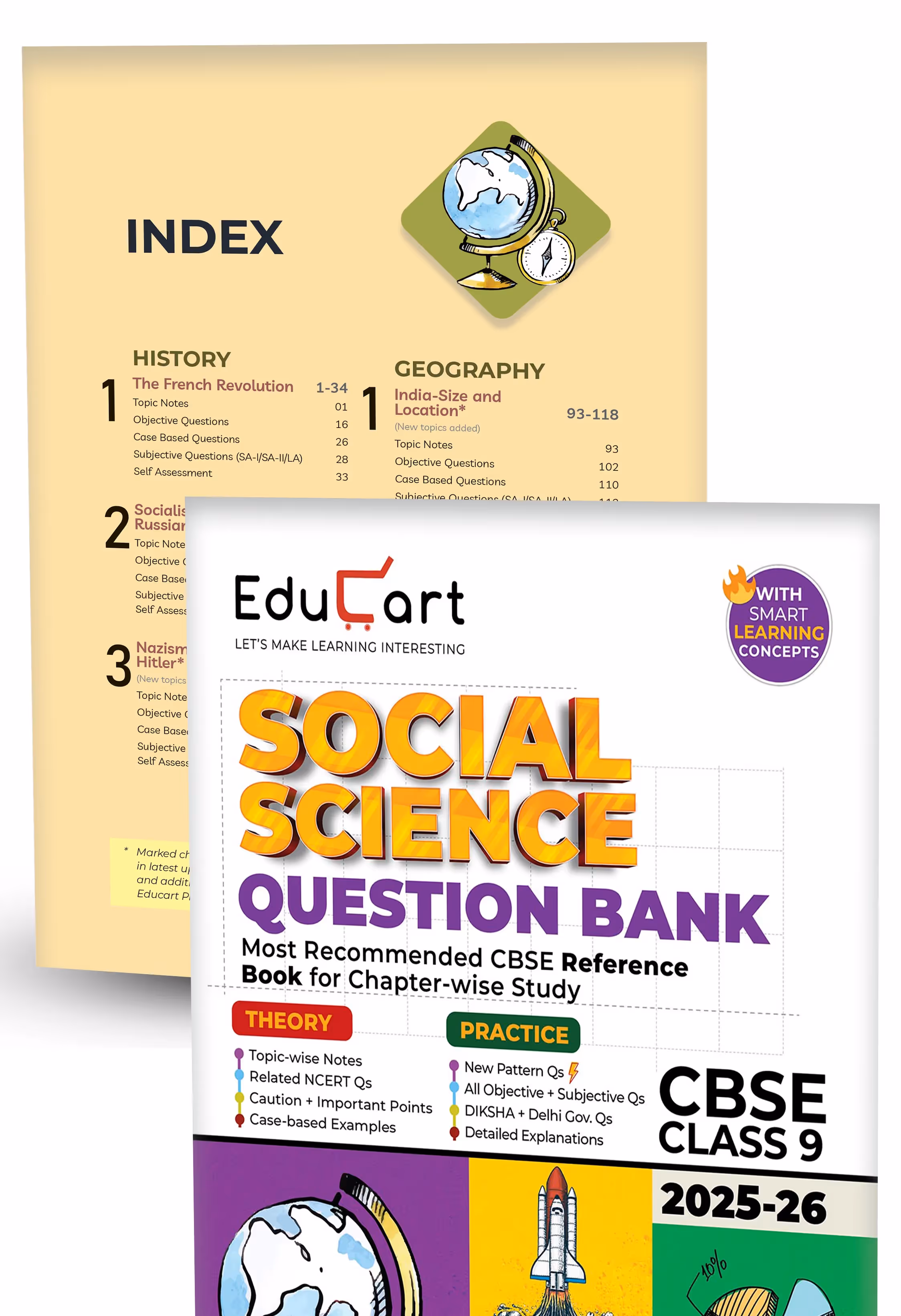 Educart CBSE Question Bank Class 9 2025-26 Bundle - Science, Mathematics, Social Science, English and Hindi A on New Syllabus 2026 (Most Recommended NCERT based Reference Book)