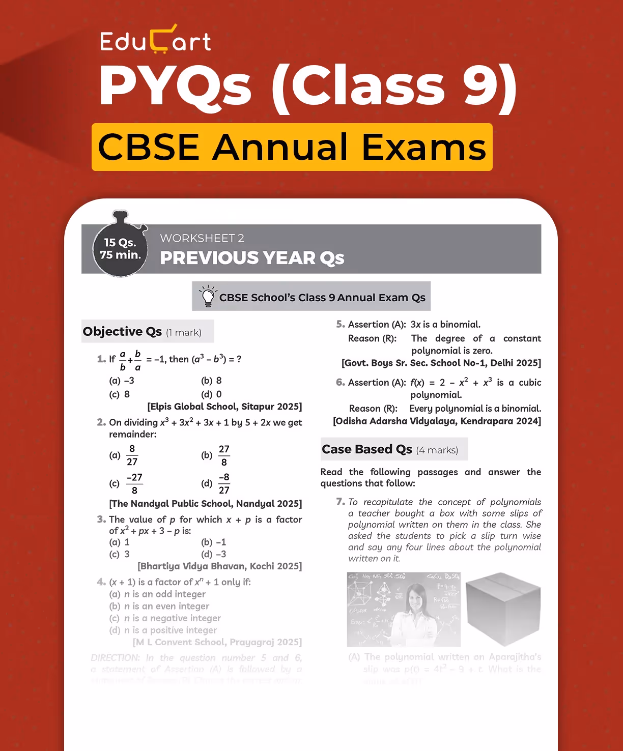 Educart CBSE Class 9 Mathematics One-shot Question Bank 2026 (Strictly for 2025-26 Exam)