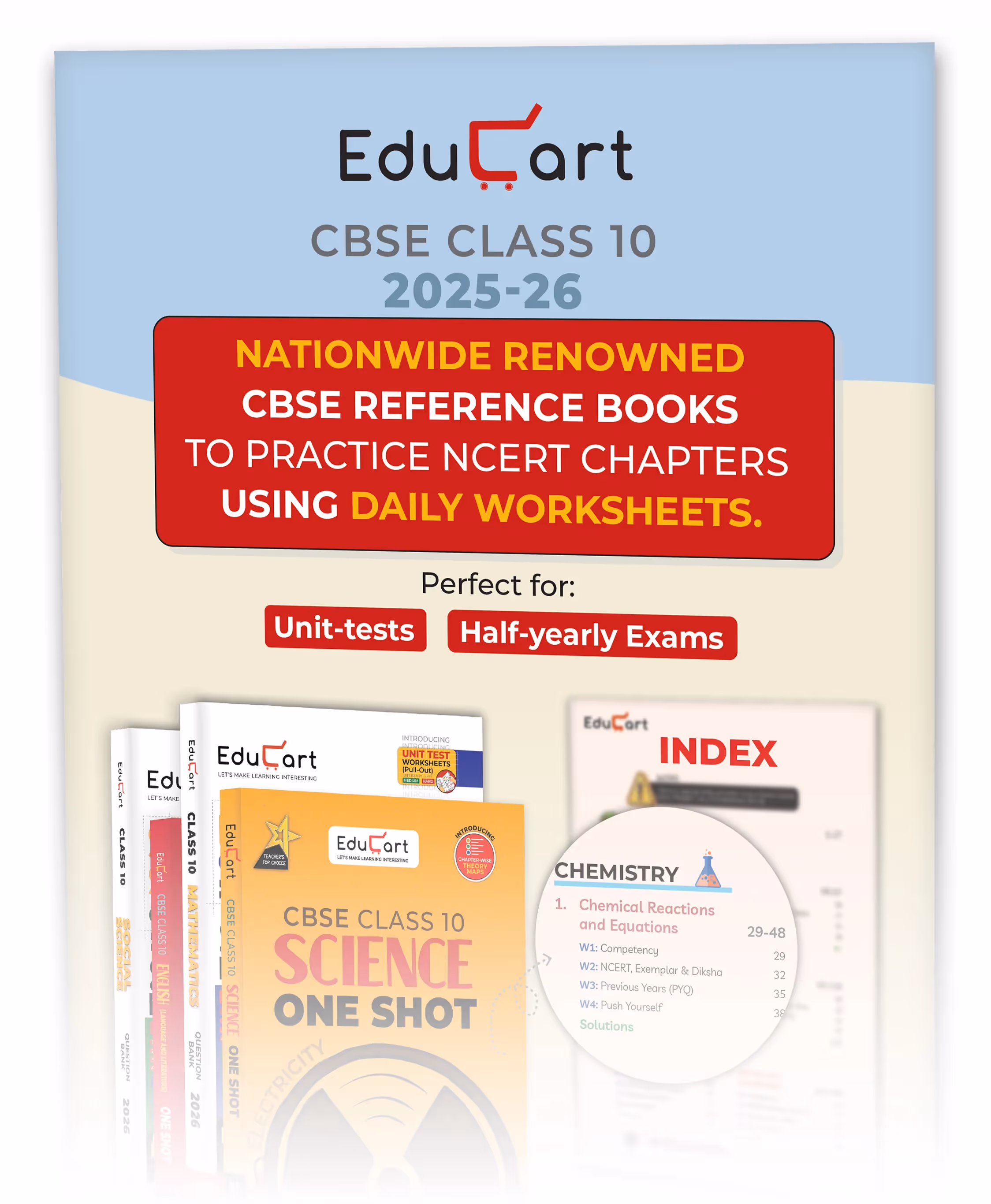 Educart CBSE Class 10 Free Test Booklet 2026 Science, Mathematics English and Social Science (40 Tricky Questions for 2025-26 Board Exams)