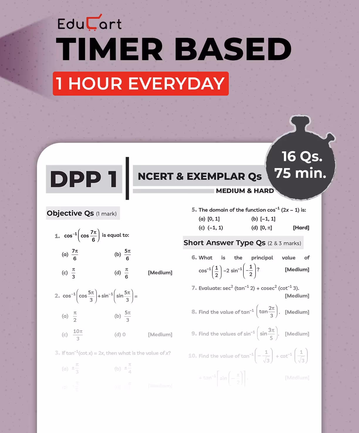 Educart CBSE Class 12 One Shot Question Bank Physics, Chemistry, Mathematics and English 2026 (Set of 4 Books including PYQs for 2025-26 Exam)