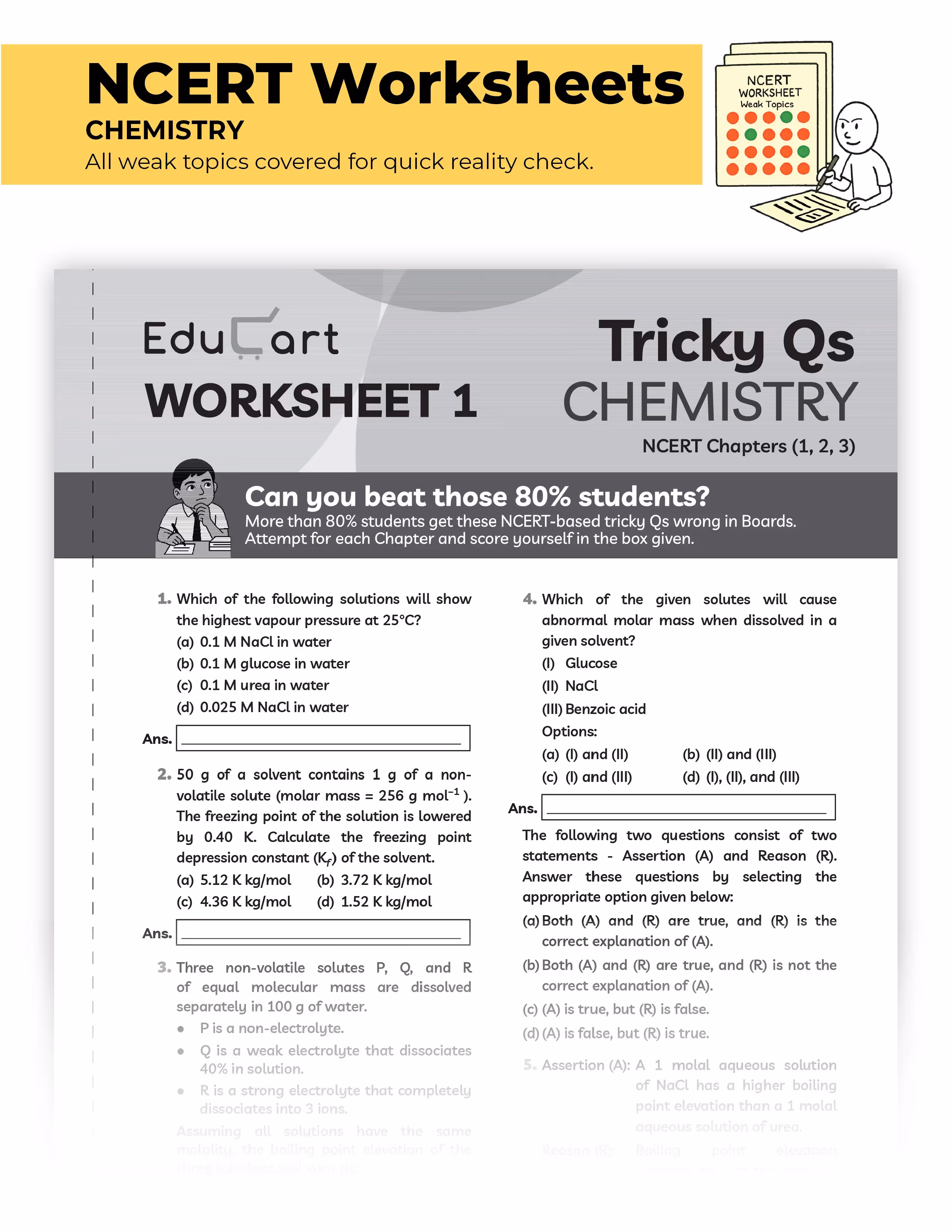 Educart CBSE Sample Paper Class 12 2025-26 – Chemistry (Based on latest CBSE Sample Papers Released on 30-07-25) For 2026 Board Exam