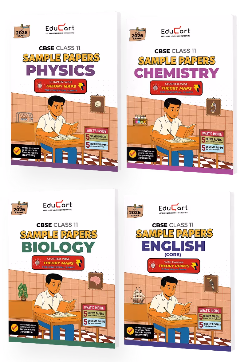 Educart CBSE Sample Paper Class 11 2025-26 - Physics, Chemistry, Biology & English (Based on latest CBSE Sample Papers Released on 30-07-25) Set for 4 Books for 2026 Exam