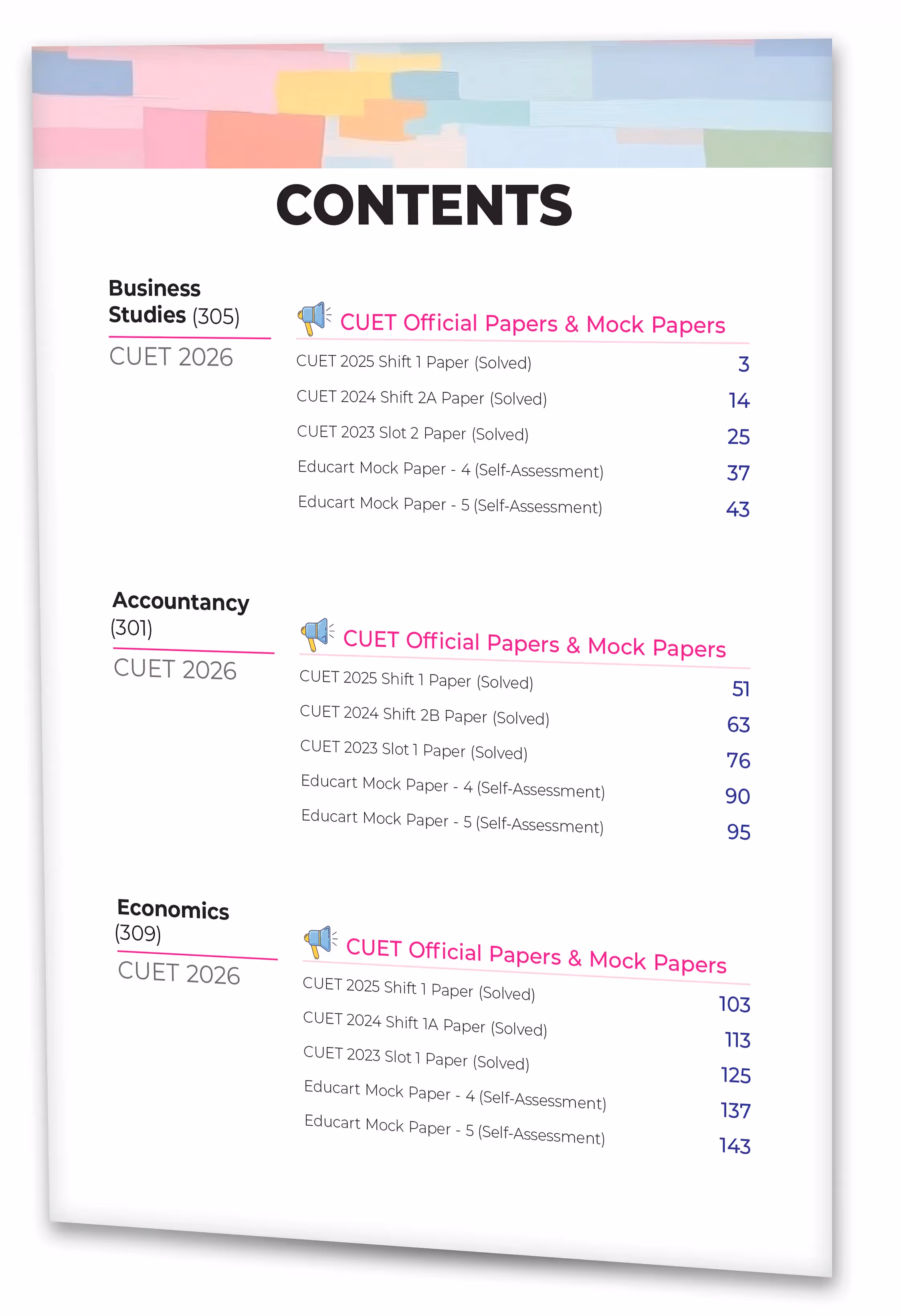 Educart 15 CUET 2026 UG Books Commerce Past Years and Mock Papers - Accountancy + Business Studies and Economics (Section II, New NTA syllabus)