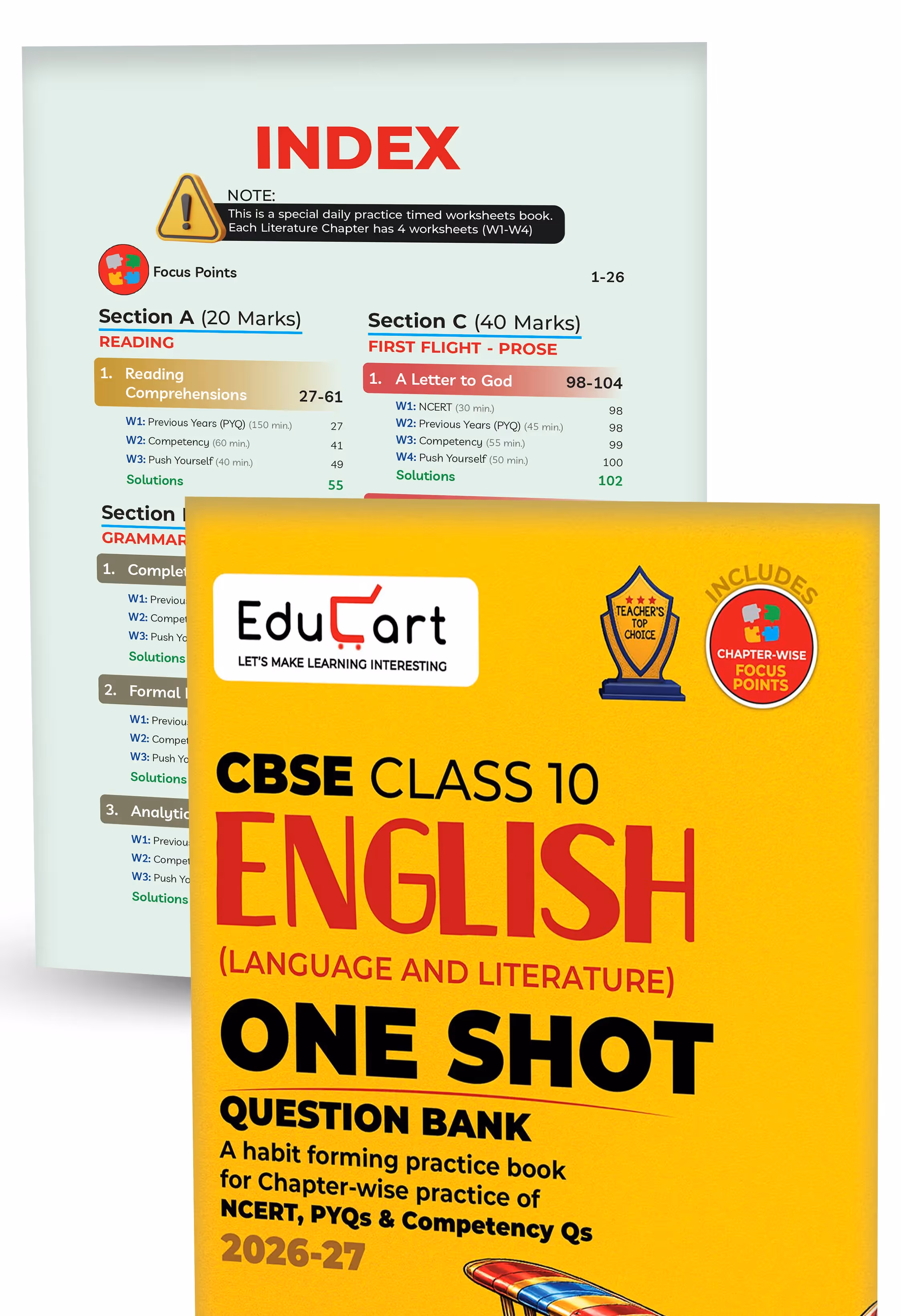 Educart CBSE Class 10 One Shot Question Bank Bundle 2026–27 | Science, Maths Standard, English & SST | Chapterwise NCERT Qs, PYQs & Competency-Based Qs | CBSE 2027 Exam