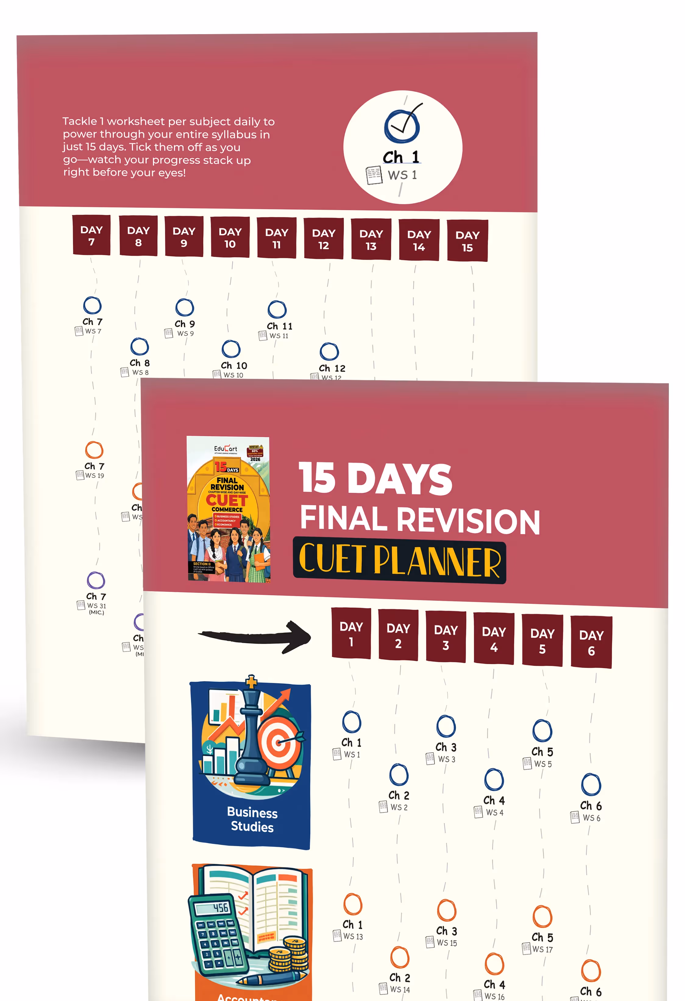 Educart CUET Commerce 2026 | 15 Days Chapter-wise Final Revision Book | Business Studies, Accountancy, Economics (Based on Latest CUET UG Syllabus Section II)
