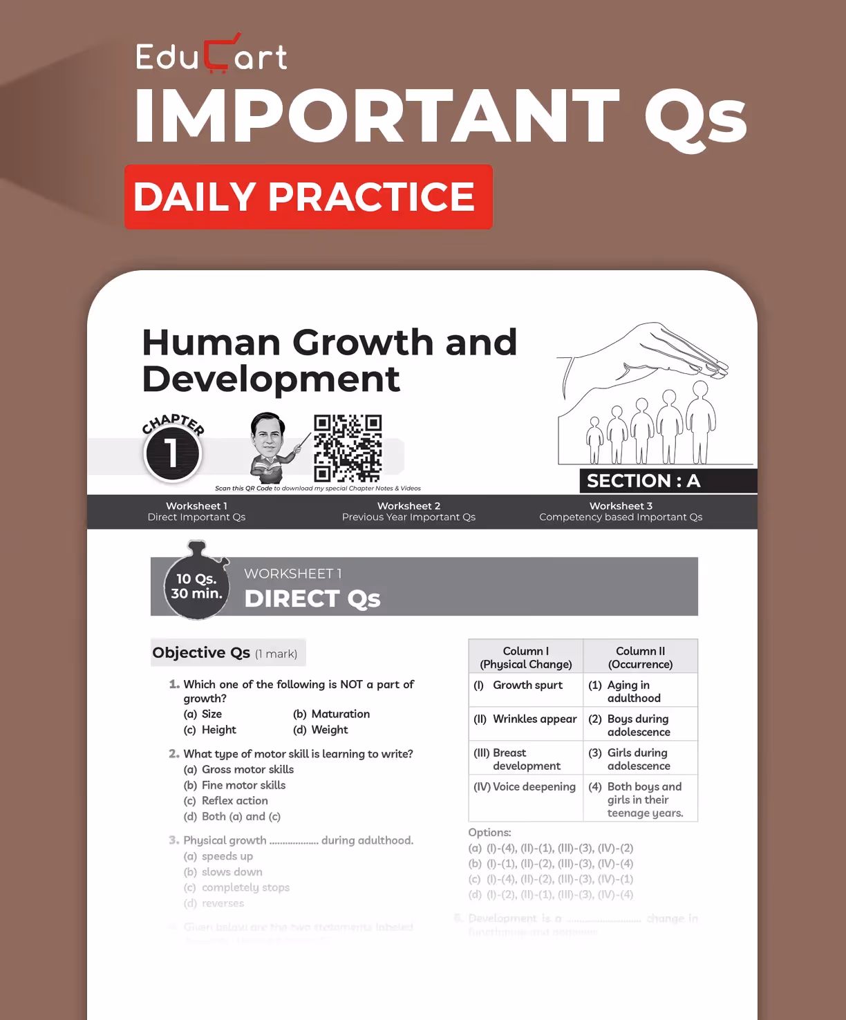 Educart ICSE Class 10 Physical Education One Shot Question Bank 2026-27 | Chapter-wise Practice Includes PYQs & Competency-Based Qs | Unit Test Worksheets | Latest Syllabus 2027