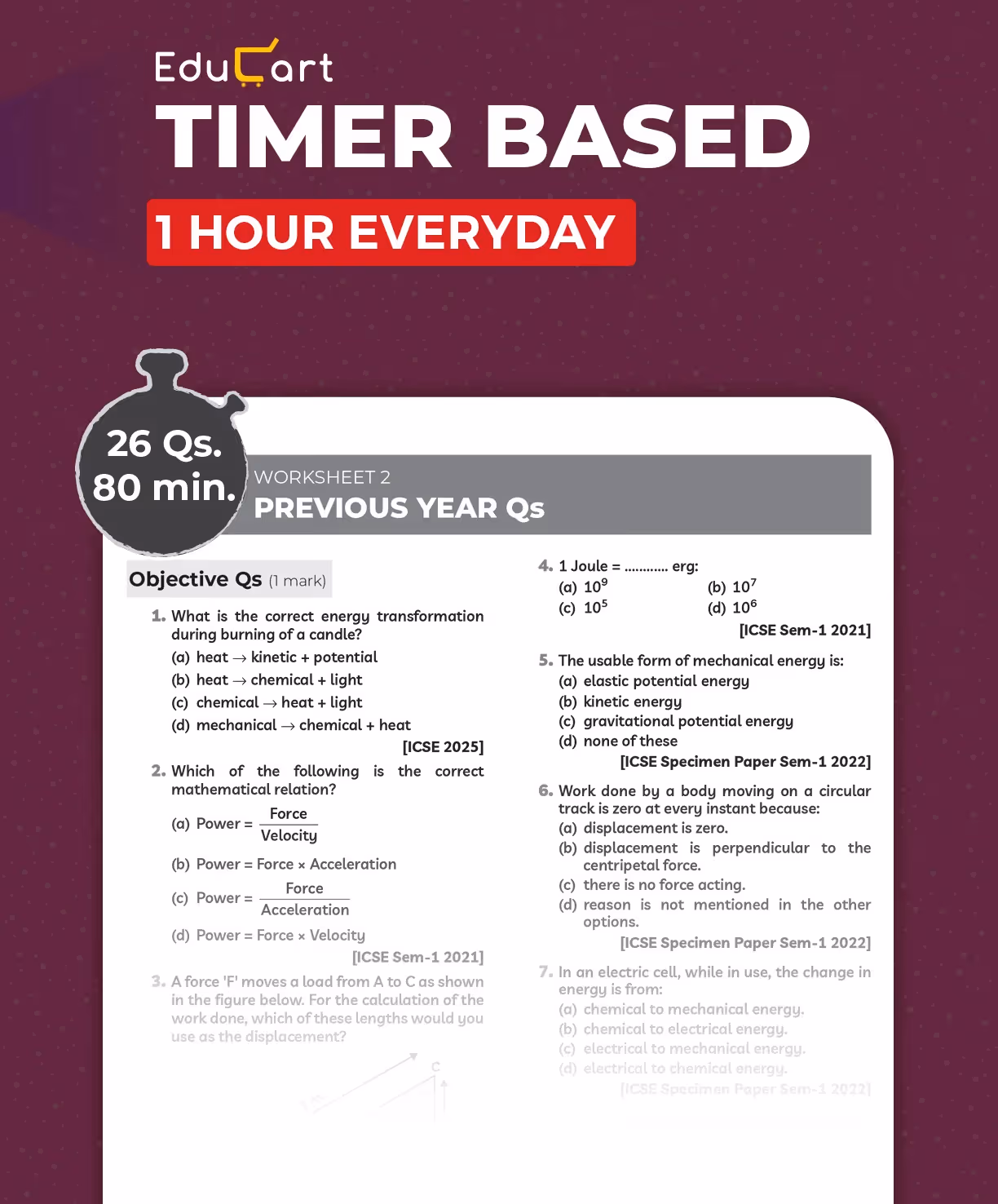 Educart ICSE Class 10 Physics One Shot Question Bank 2026-27 | Chapter-wise Practice Includes PYQs & Competency Based Questions | Latest Syllabus 2027