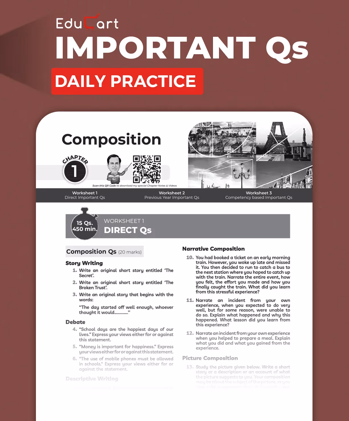 Educart ICSE Class 10  English Language One Shot Question Bank 2026-27 | Chapter-wise Practice Includes PYQs & Competency Based Questions | Latest Syllabus 2027