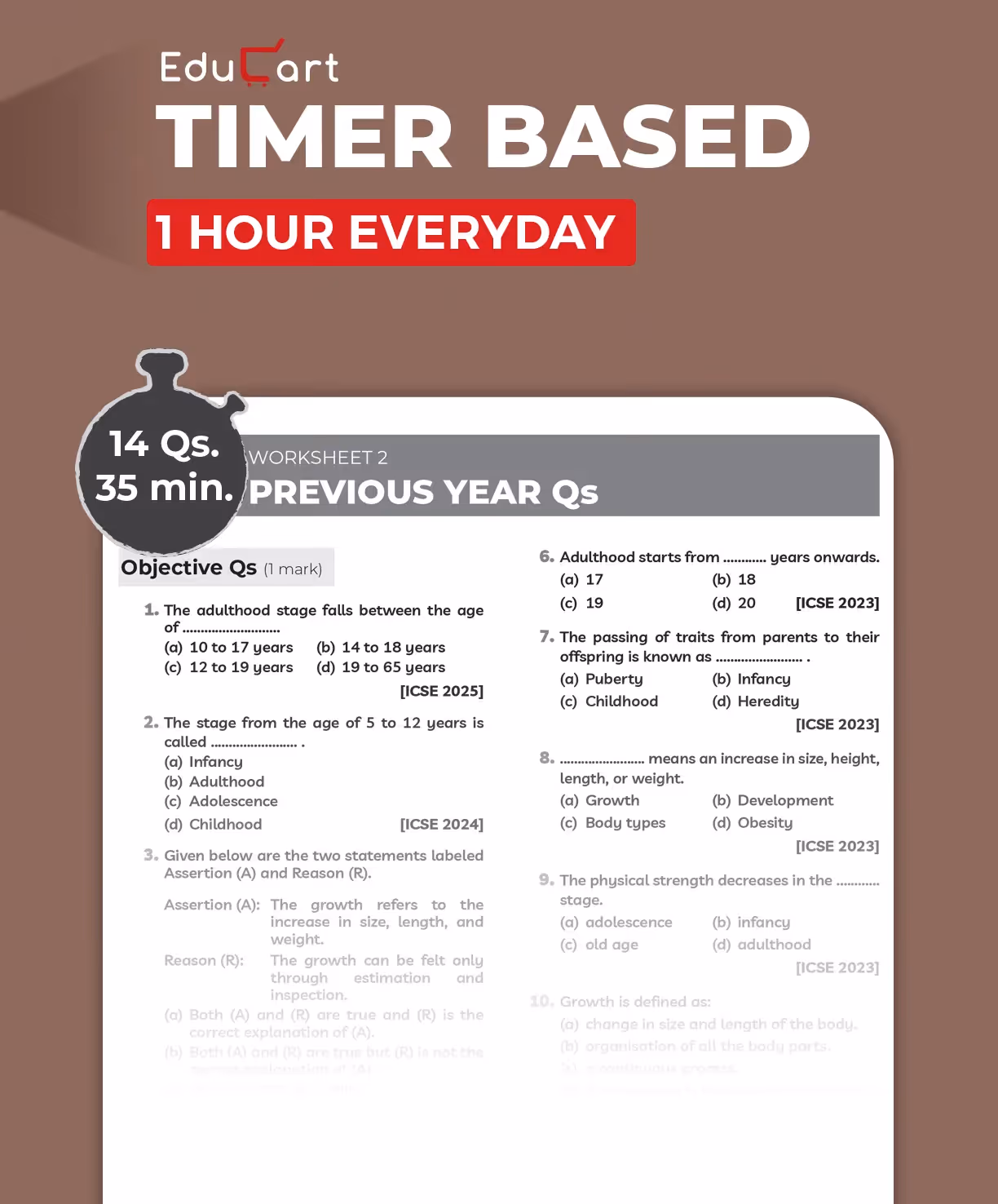 Educart ICSE Class 10 Physical Education One Shot Question Bank 2026-27 | Chapter-wise Practice Includes PYQs & Competency-Based Qs | Unit Test Worksheets | Latest Syllabus 2027