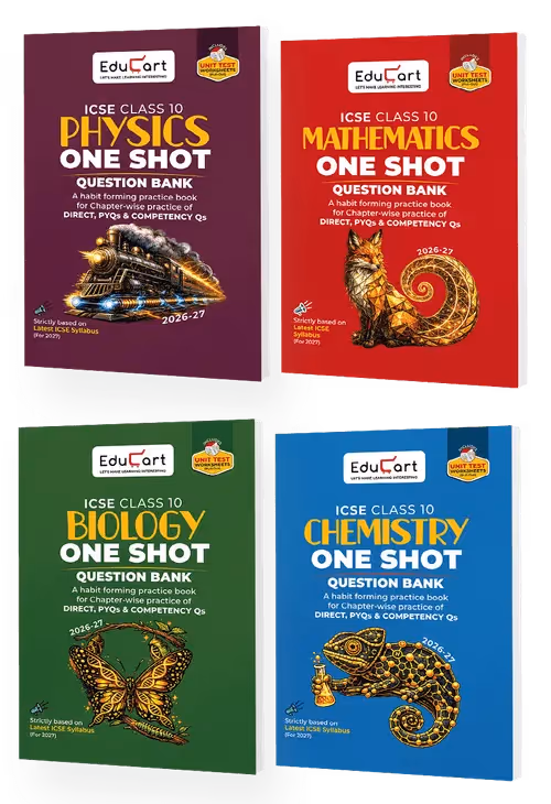 Educart ICSE Class 10 One Shot Question Bank 2027 (Set of 4 Books) | Physics, Chemistry, Mathematics & Biology | 2026–27 Exam