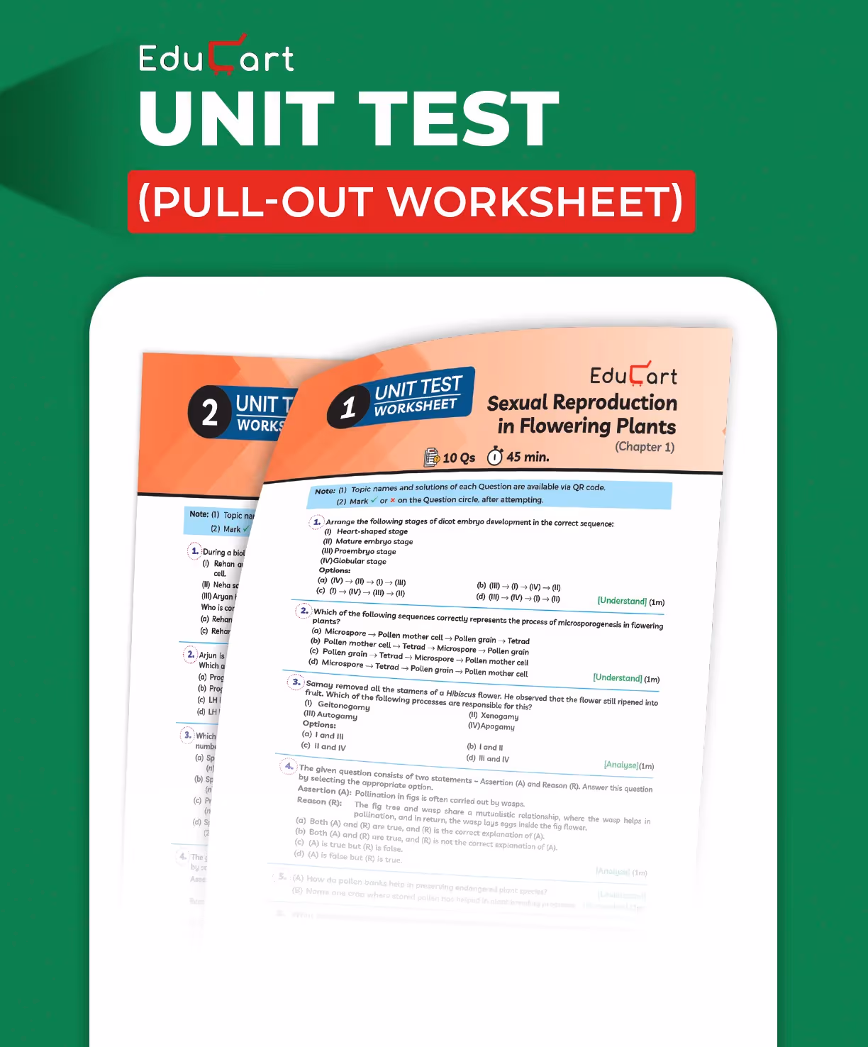 Educart CBSE Class 12 Biology One Shot Question Bank 2026–27 | NCERT Questions, PYQs & Competency-Based Qs | Unit Test Worksheet | Latest CBSE Syllabus & Exam Pattern 2027