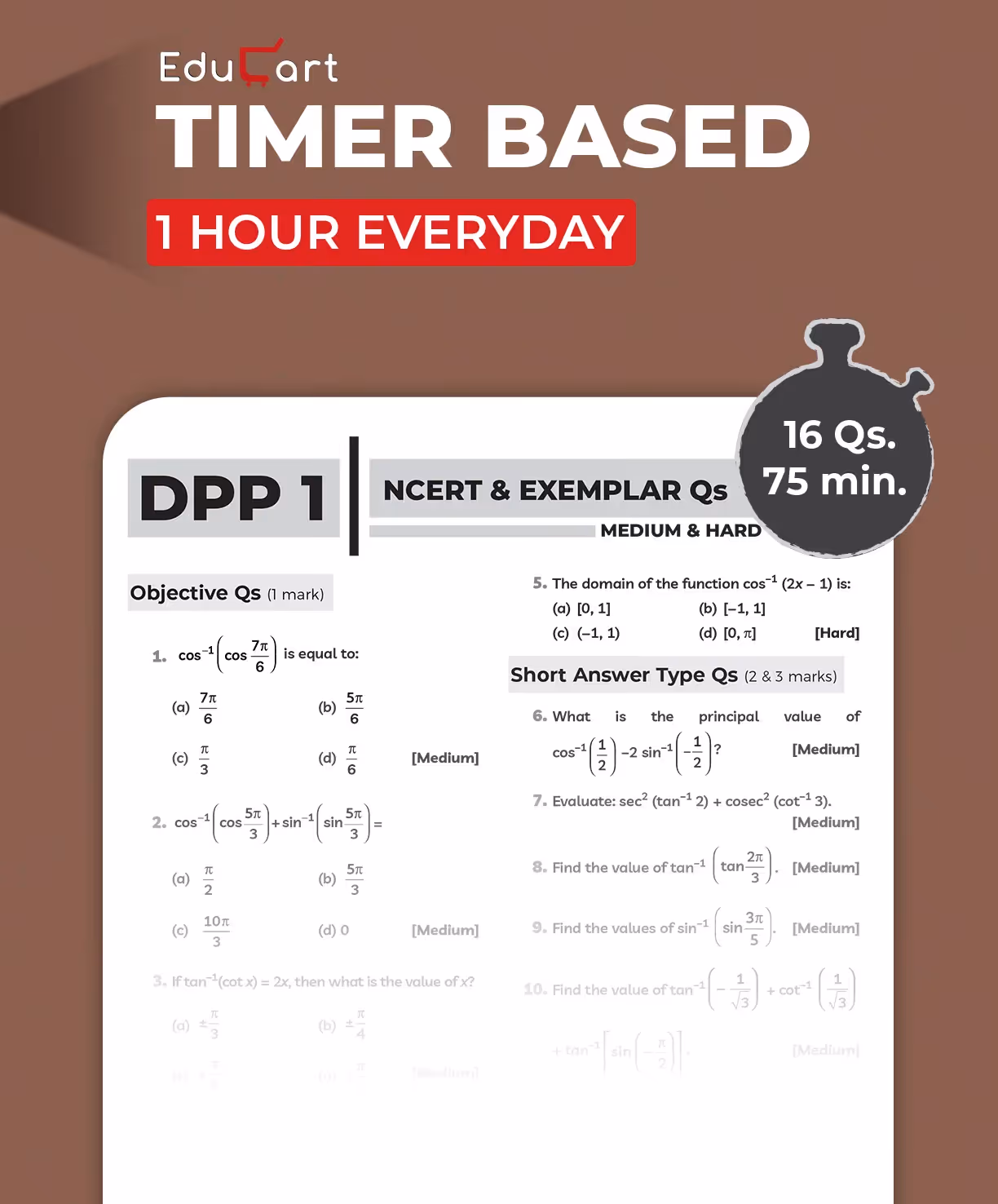 Educart CBSE Class 12 Mathematics One Shot Question Bank 2026–27 | NCERT Questions, PYQs & Competency-Based Qs | Unit Test Worksheet | Latest CBSE Syllabus & Exam Pattern 2027