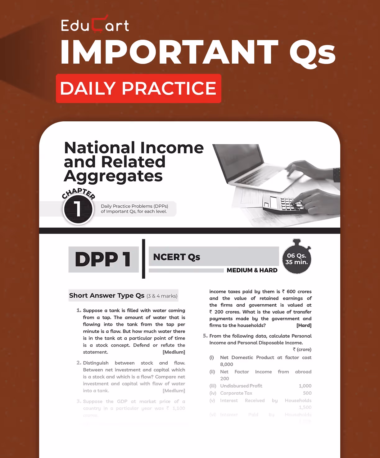 Educart CBSE Class 12 Economics One Shot Question Bank 2026–27 | NCERT Questions, PYQs & Competency-Based Qs | Unit Test Worksheet | Latest CBSE Syllabus & Exam Pattern 2027