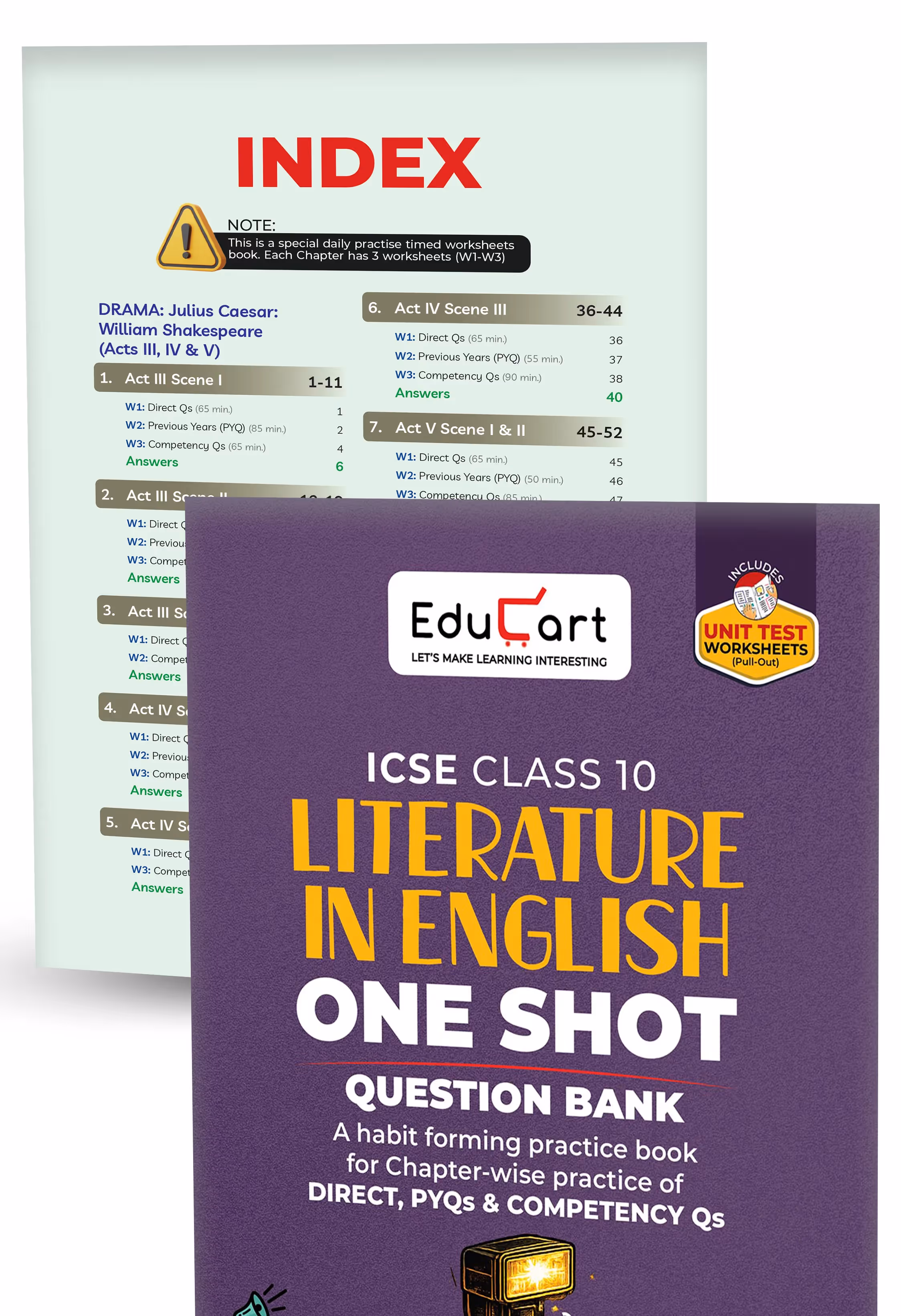 Educart ICSE Class 10 One Shot Question Bank 2027 (Set of 4 Books) | English Language, Literature in English, Geography, History & Civics | 2026–27 Exam