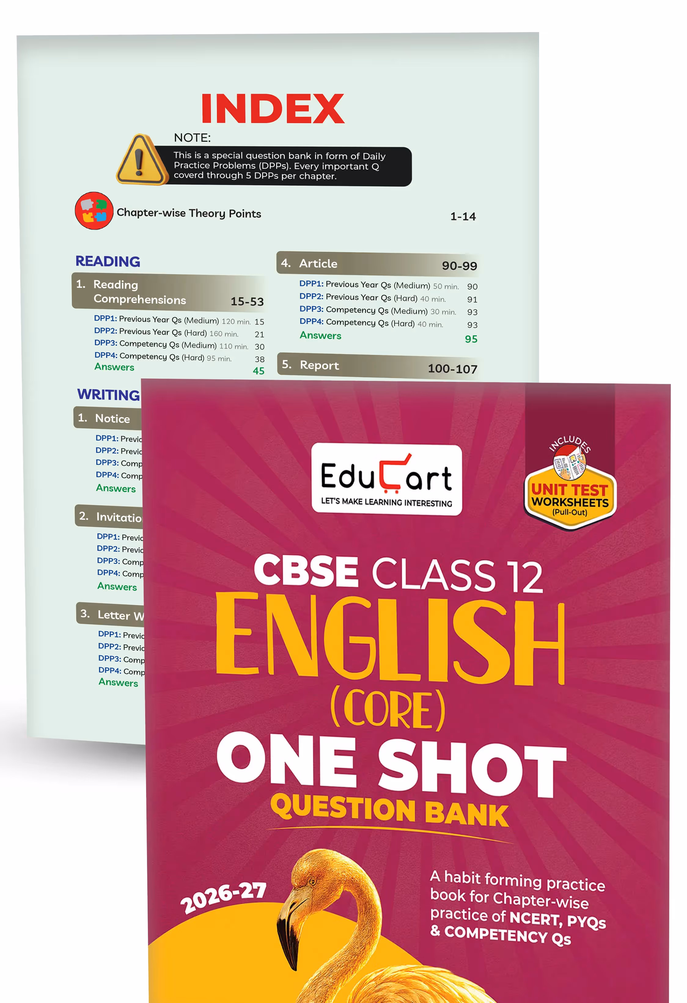 Educart CBSE Class 12 One Shot Question Bank Physics, Chemistry, Biology & English Core 2026–27 (Set of 4 Books) | NCERT Questions, PYQs & Competency-Based Qs | CBSE Board 2027