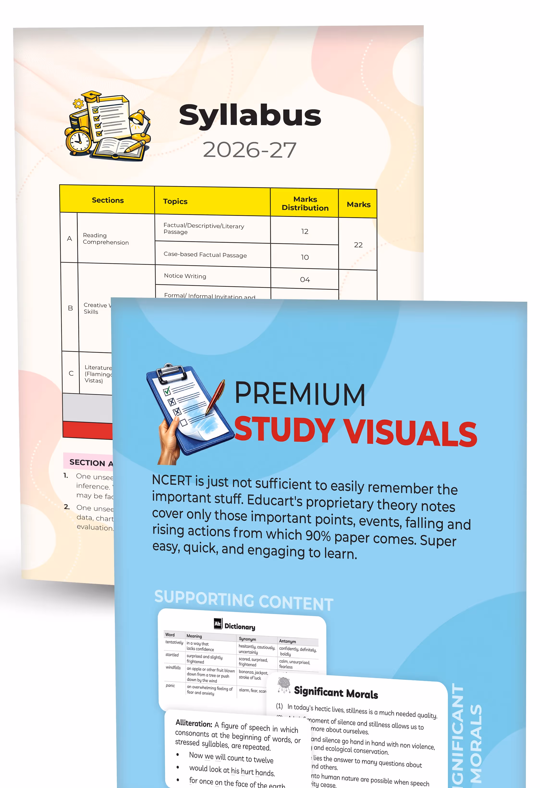 Educart CBSE Class 12 English Core Question Bank 2026–27 | 2027 Syllabus | Chapter-wise PYQs, Extract-Based, Case-Based Qs, Writing Skills & Notes