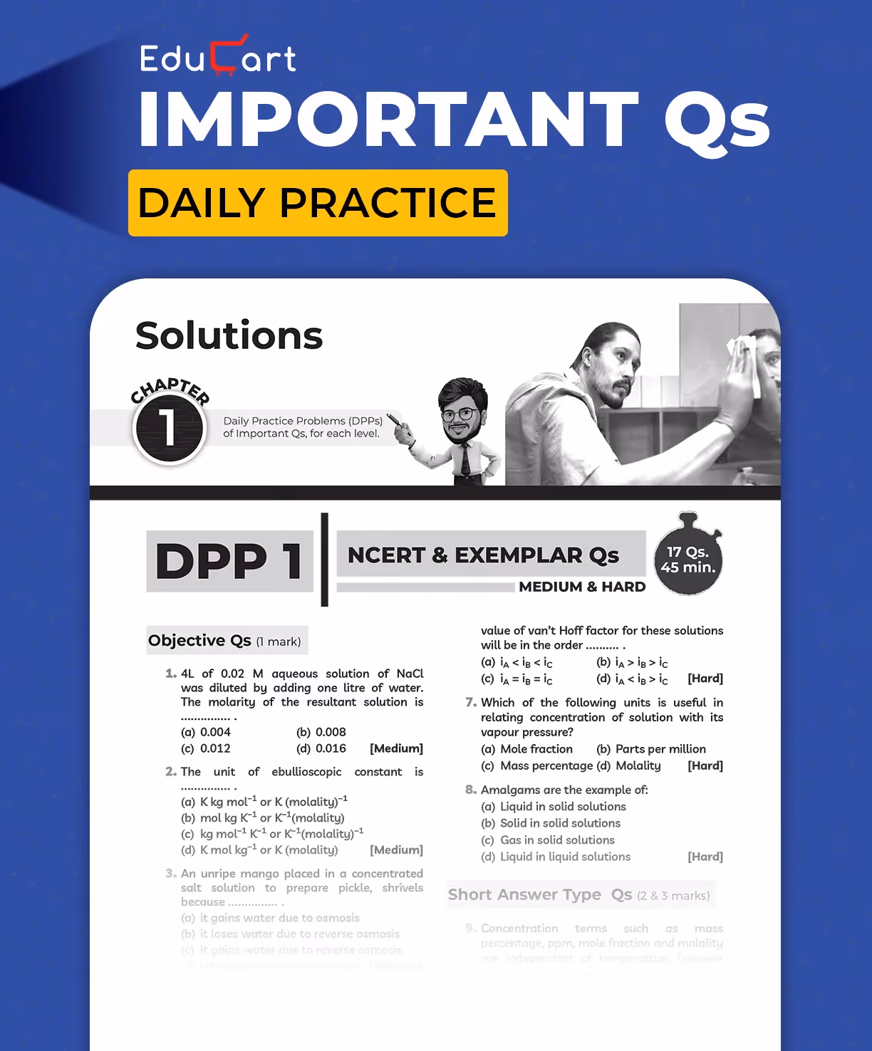 Educart CBSE Class 12 Chemistry One Shot Question Bank 2026–27 | NCERT Questions, PYQs & Competency-Based Qs | Unit Test Worksheet | Latest CBSE Syllabus & Exam Pattern 2027