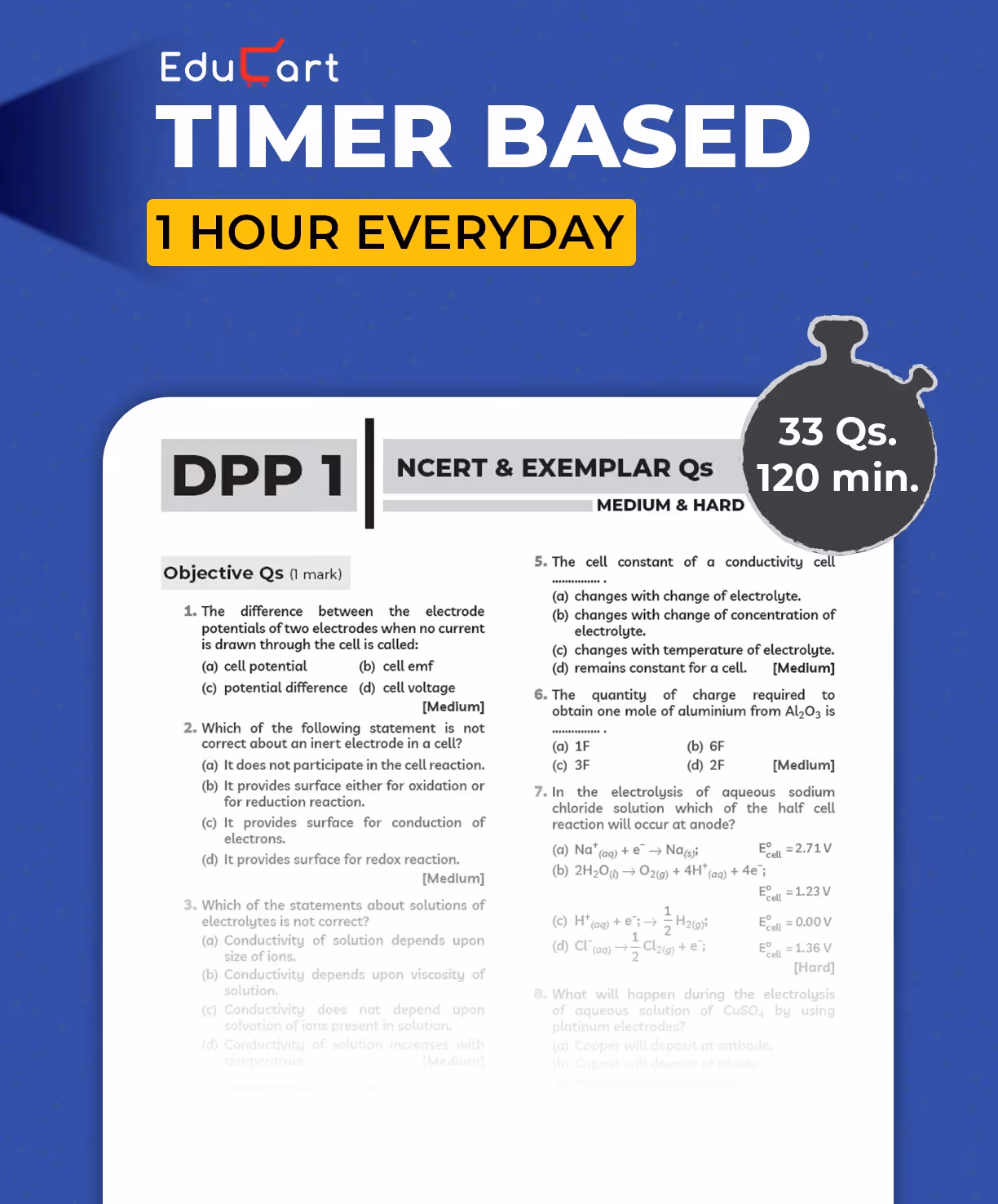 Educart CBSE Class 12 Chemistry One Shot Question Bank 2026–27 | NCERT Questions, PYQs & Competency-Based Qs | Unit Test Worksheet | Latest CBSE Syllabus & Exam Pattern 2027